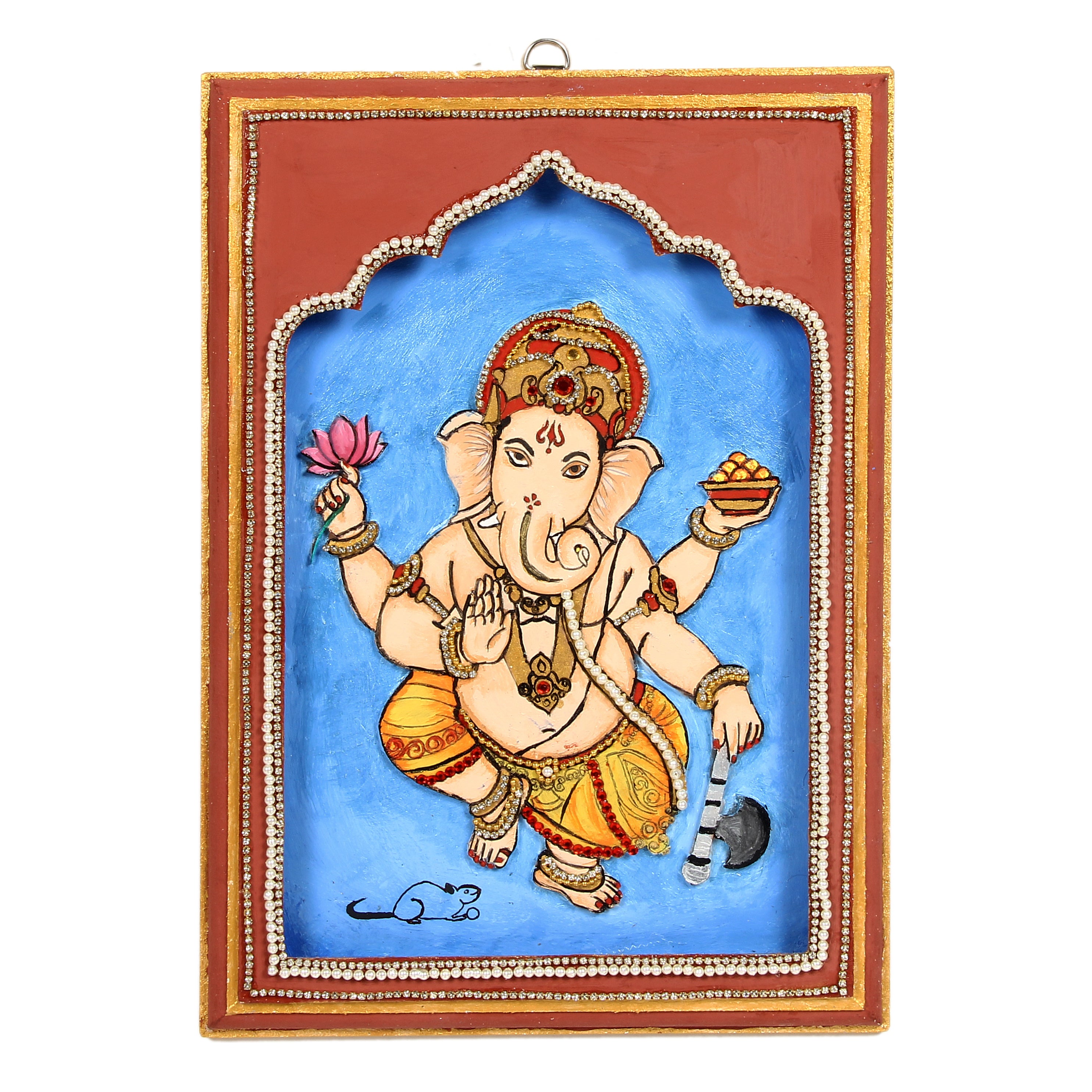 MDF Pre Marked Mesmerizing Ganesha Frame With D Ring Hanging Hook 12 X 8.5Inch 1Pc