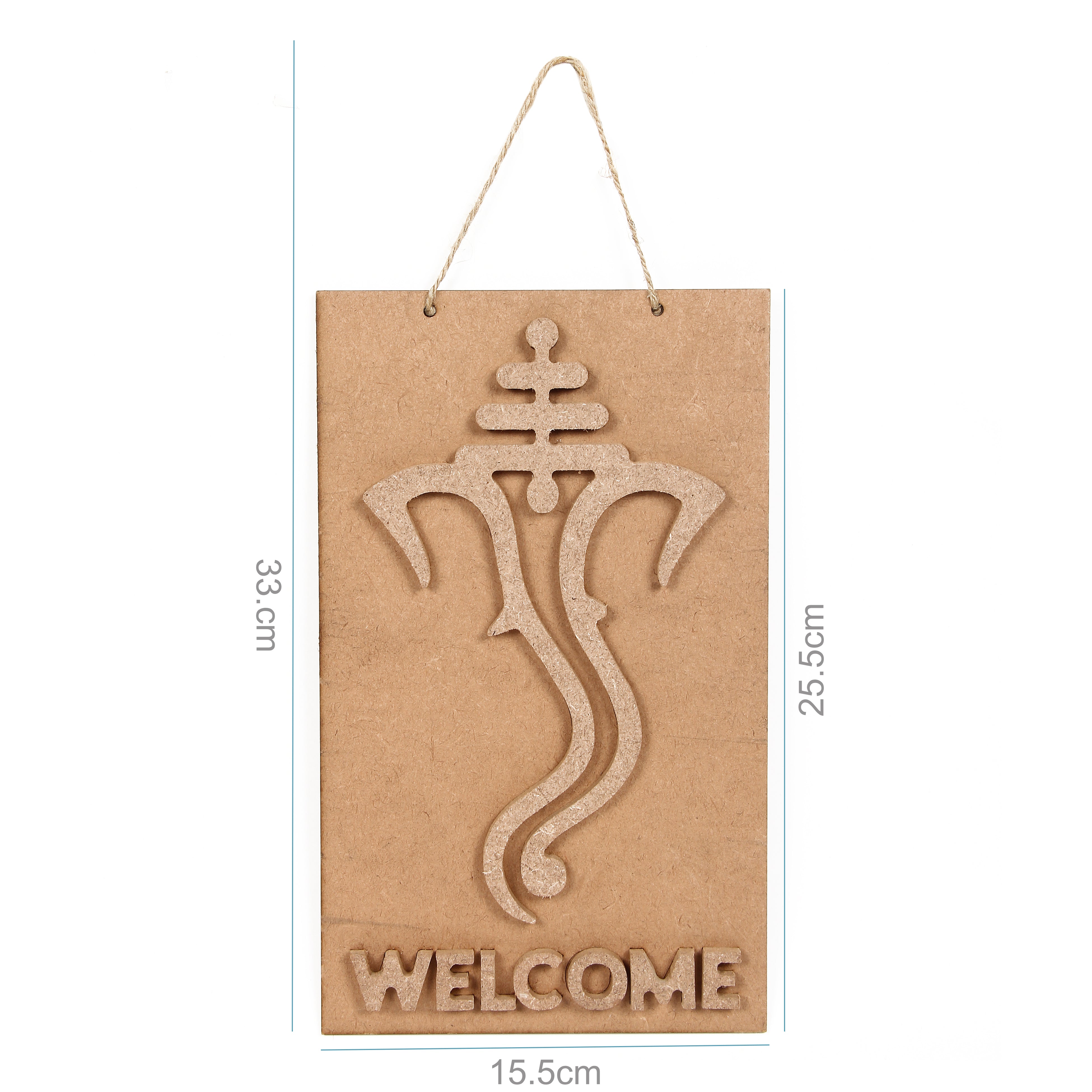 MDF Pre Marked Ganesha Welcome With Jute Hanging 6 X 10Inch 1Pc Lb