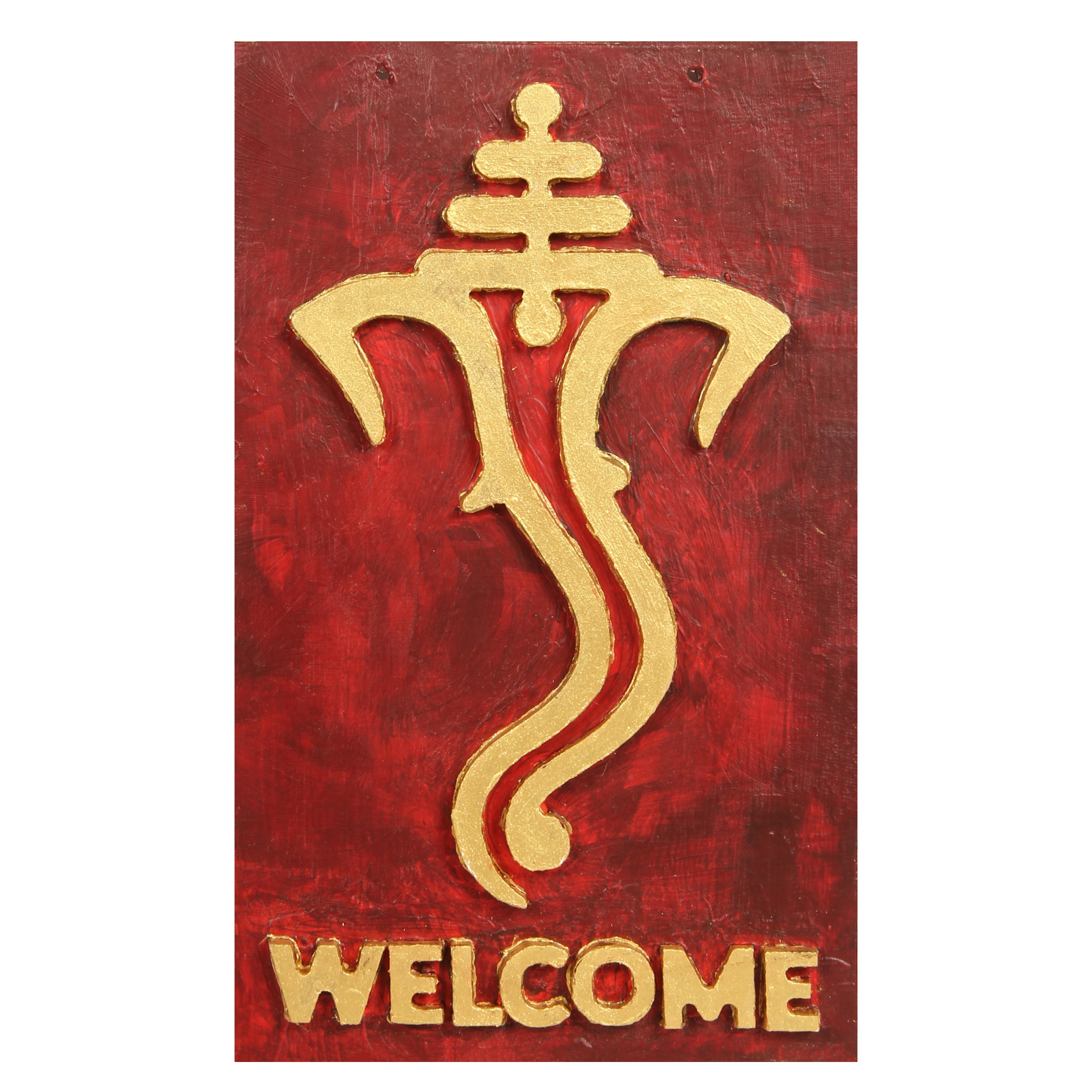 MDF Pre Marked Ganesha Welcome With Jute Hanging 6 X 10Inch 1Pc Lb