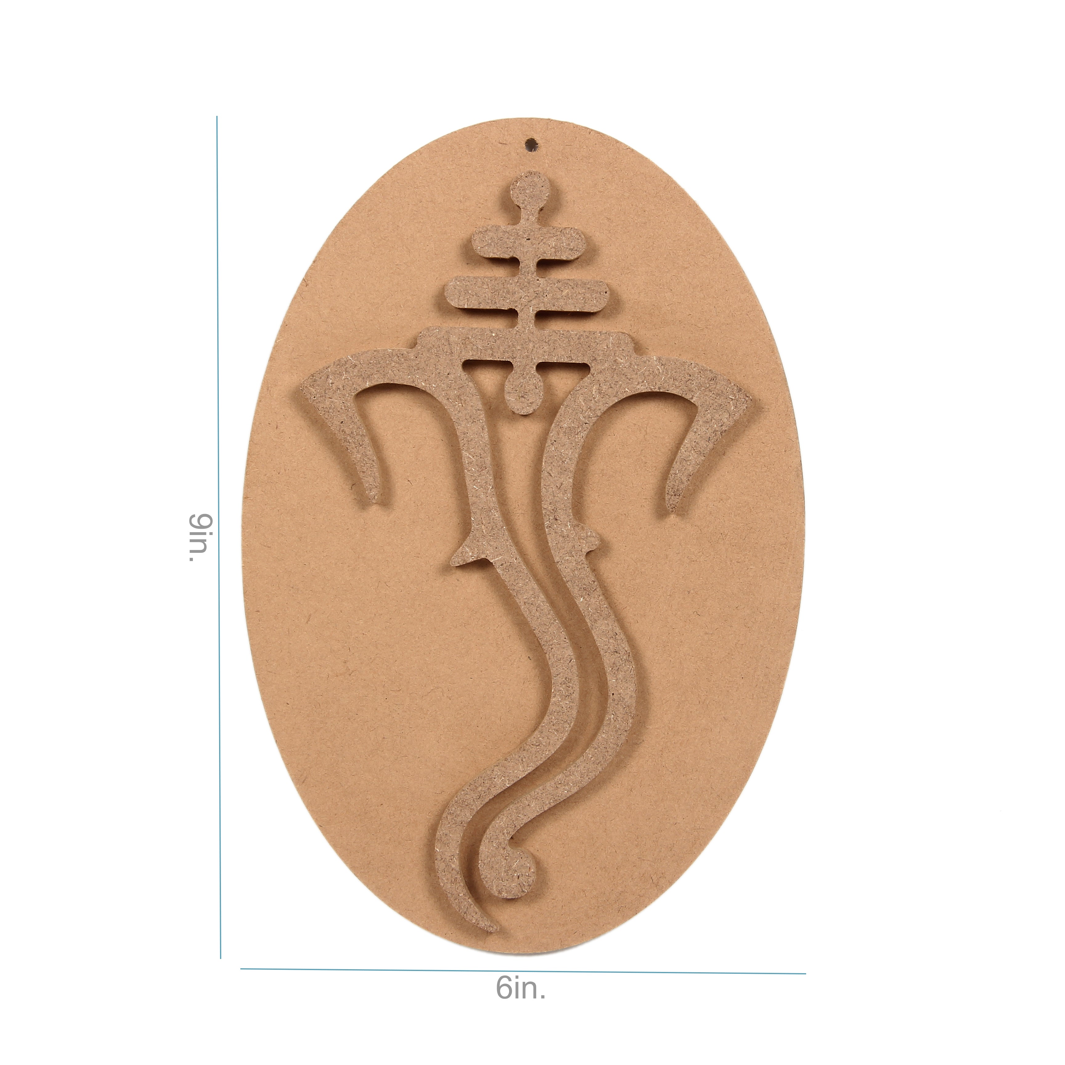 MDF Pre Marked Beloved Ganesha With Hanging Hole Oval Apporx 6 X 9Inch 1Pc