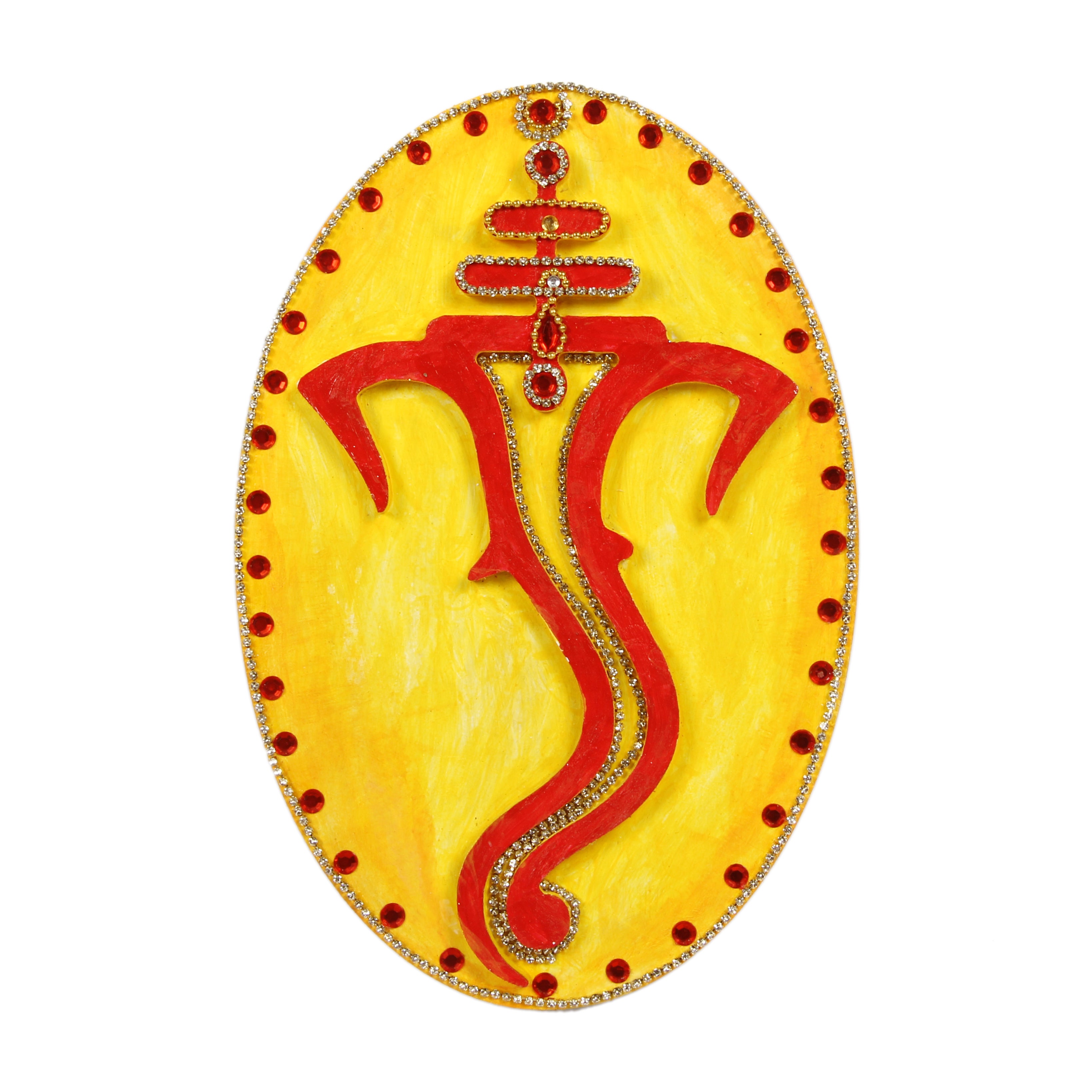 MDF Pre Marked Beloved Ganesha With Hanging Hole Oval Apporx 6 X 9Inch 1Pc