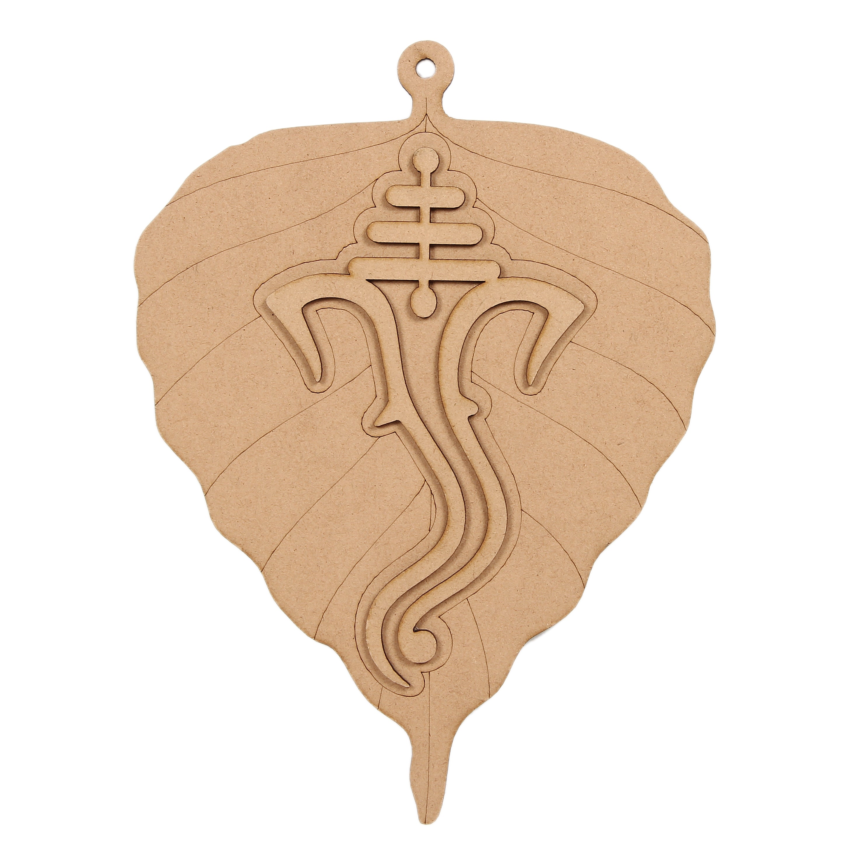 MDF Pre Marked Ganesha On Leaf With Hanging Hole Approx 6 X 8Inch 1Pc