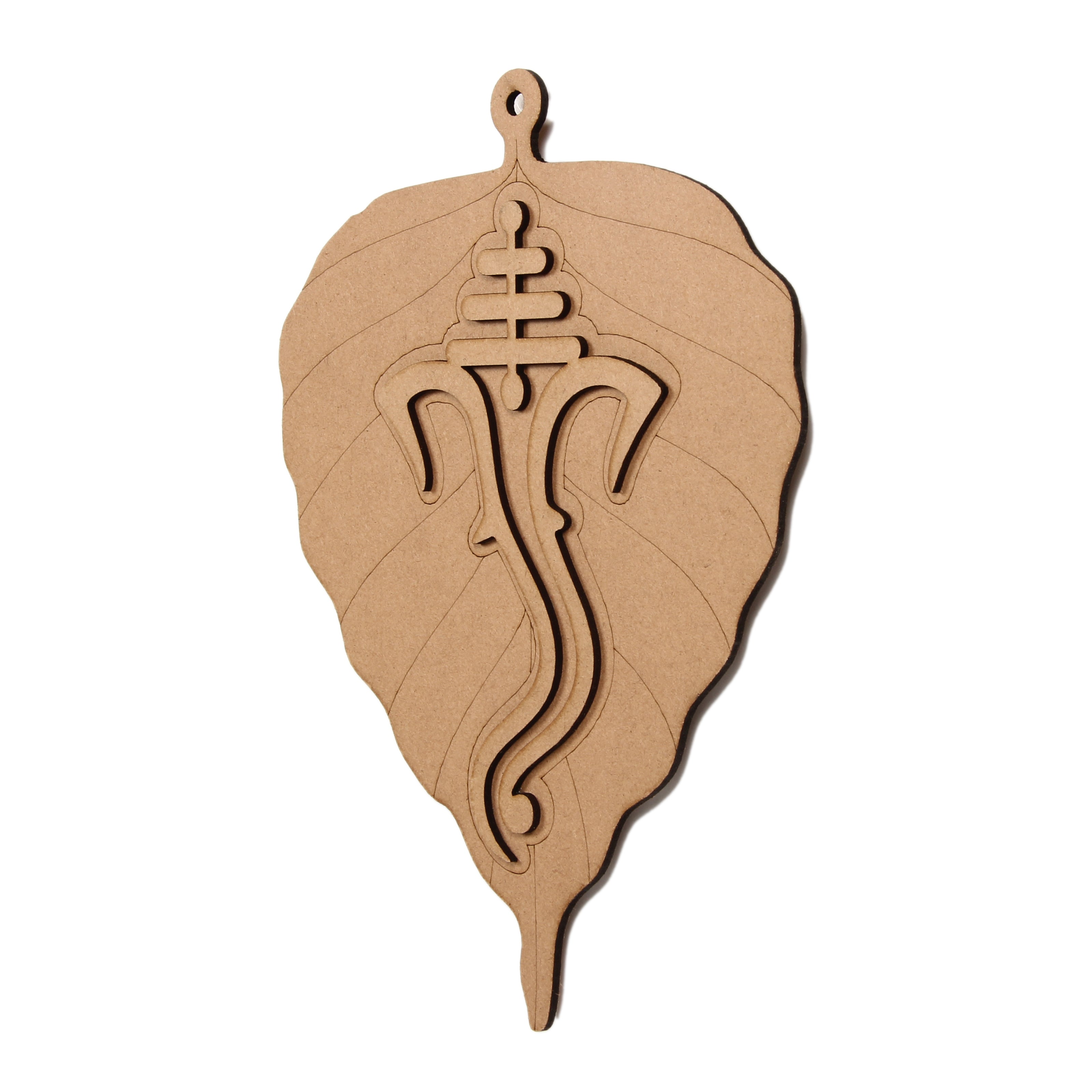 MDF Pre Marked Ganesha On Leaf With Hanging Hole Approx 6 X 8Inch 1Pc