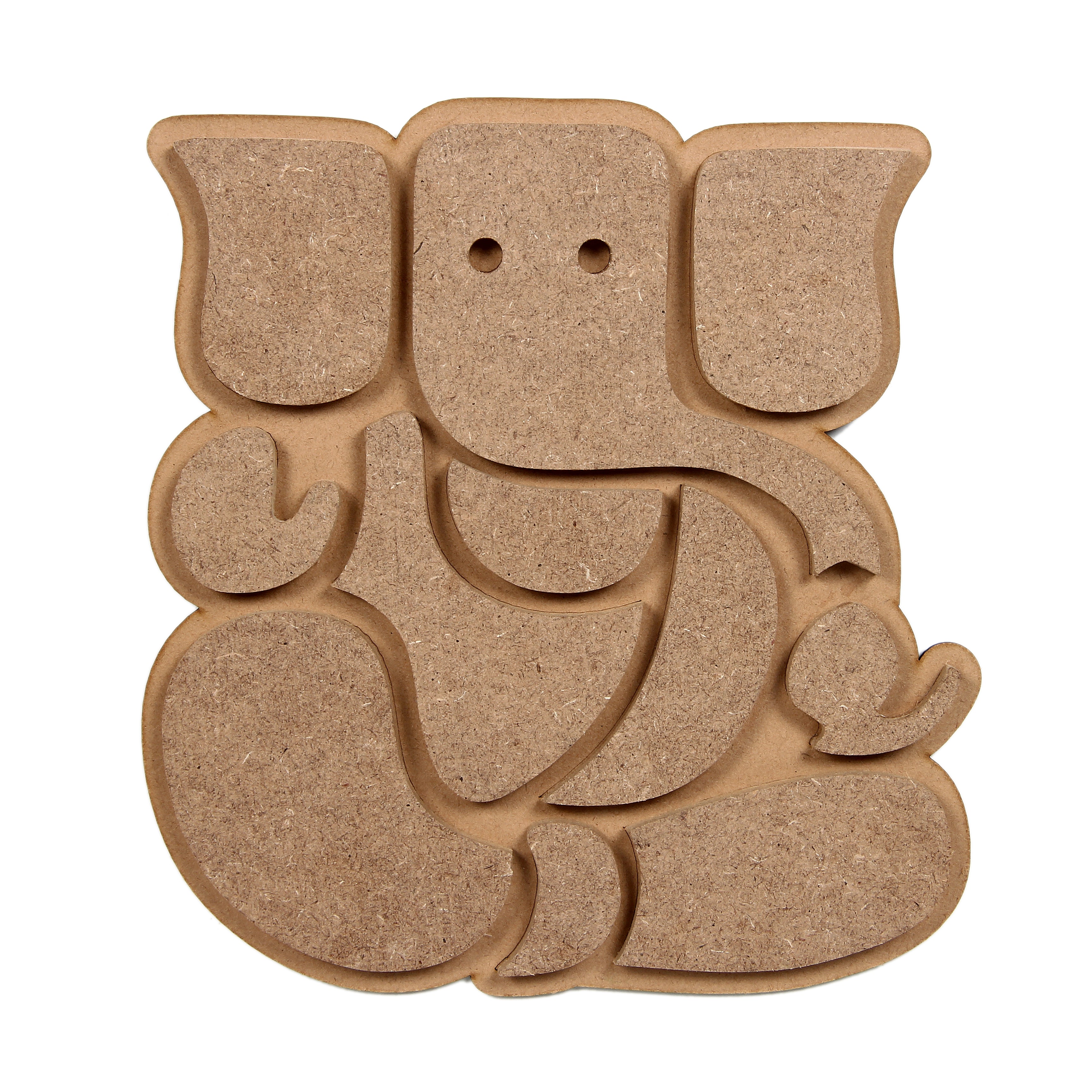MDF Pre Marked Lord Ganesha With Hanging Sawtooth Hook Approx 7.5 X 8Inch 1Pc