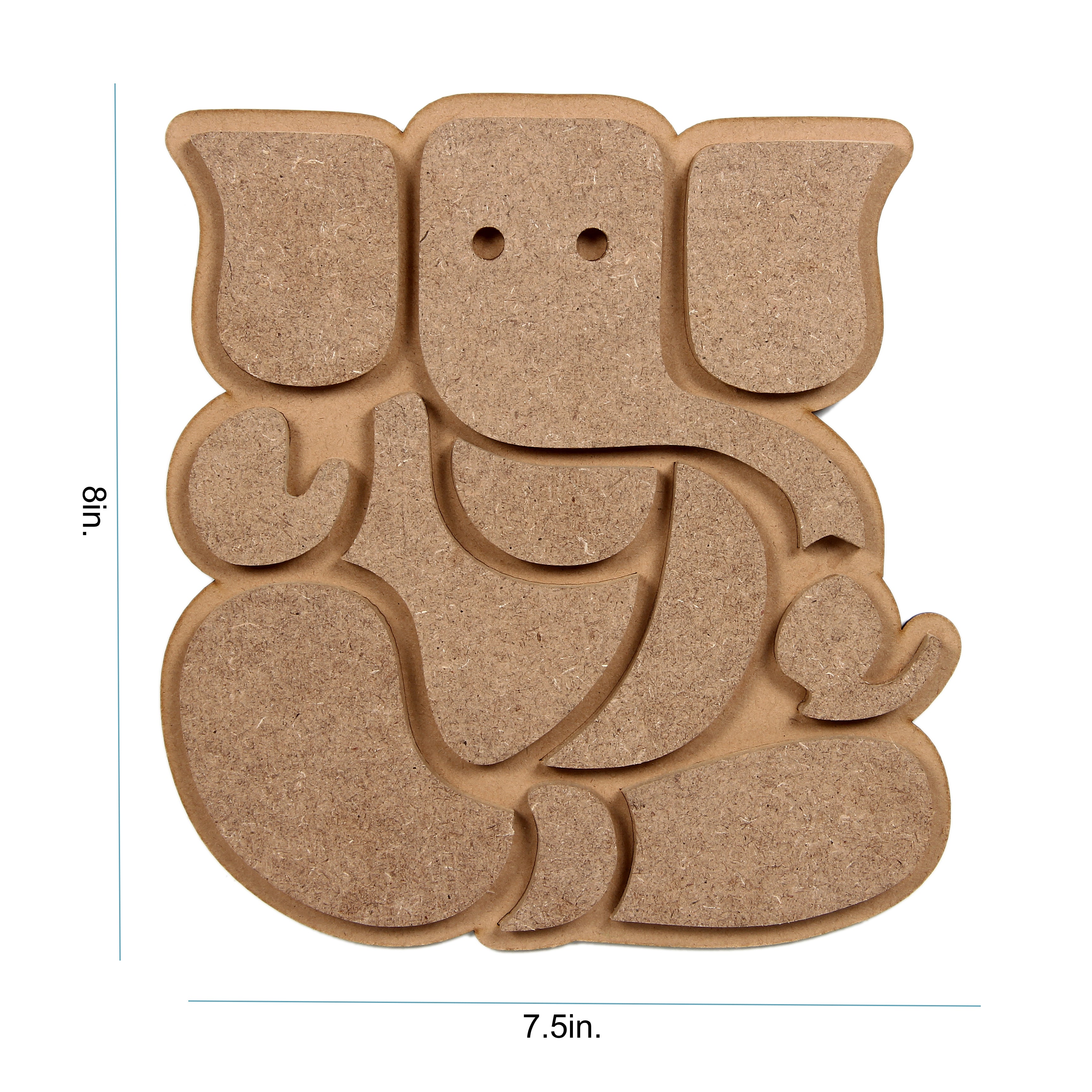 MDF Pre Marked Lord Ganesha With Hanging Sawtooth Hook Approx 7.5 X 8Inch 1Pc