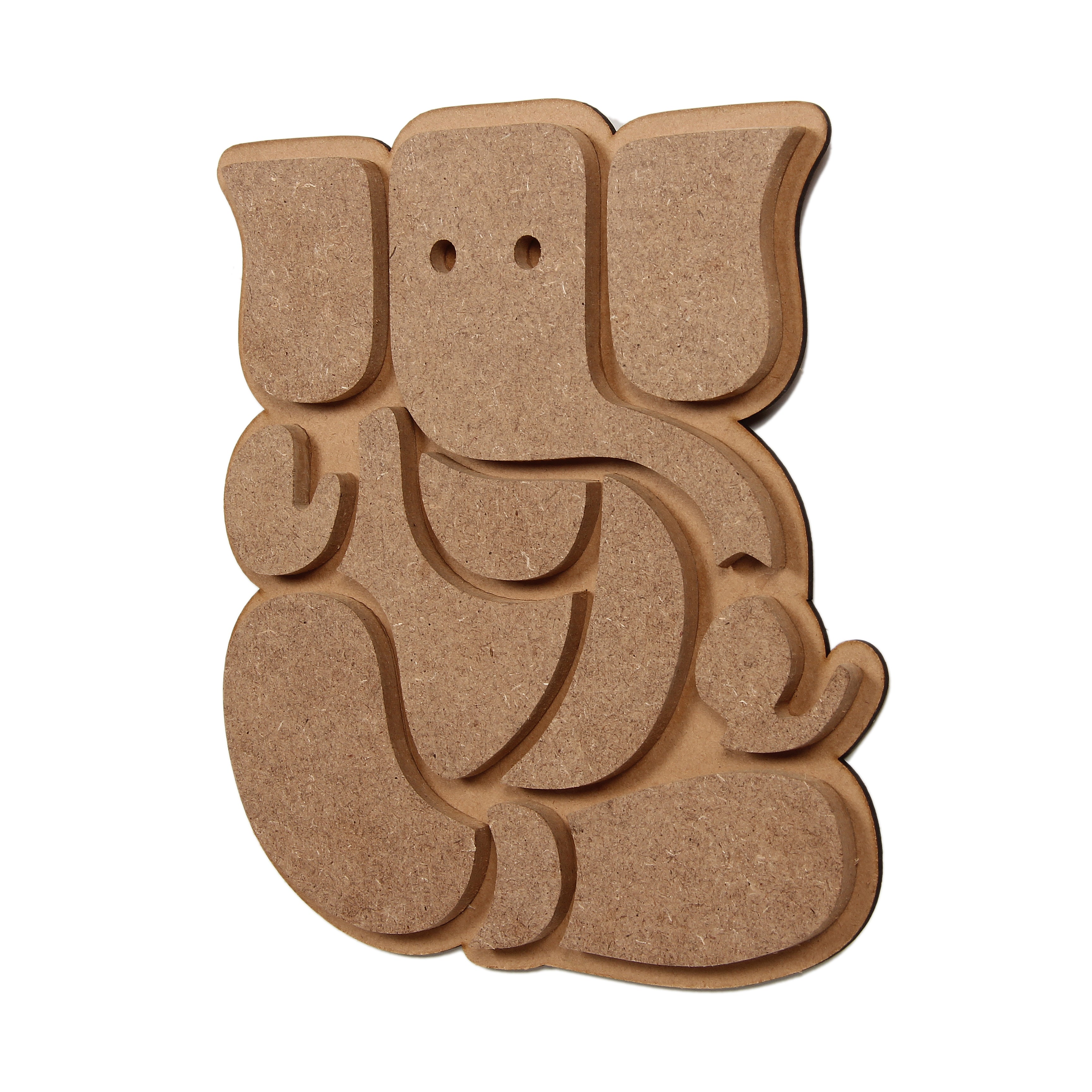 MDF Pre Marked Lord Ganesha With Hanging Sawtooth Hook Approx 7.5 X 8Inch 1Pc
