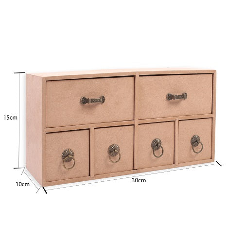 MDF Table Organizer Chest Of 6 Drawers Approx L30.4 X W10.1 X D15.2Cm 5.5Mm Thick 1Pc Lb