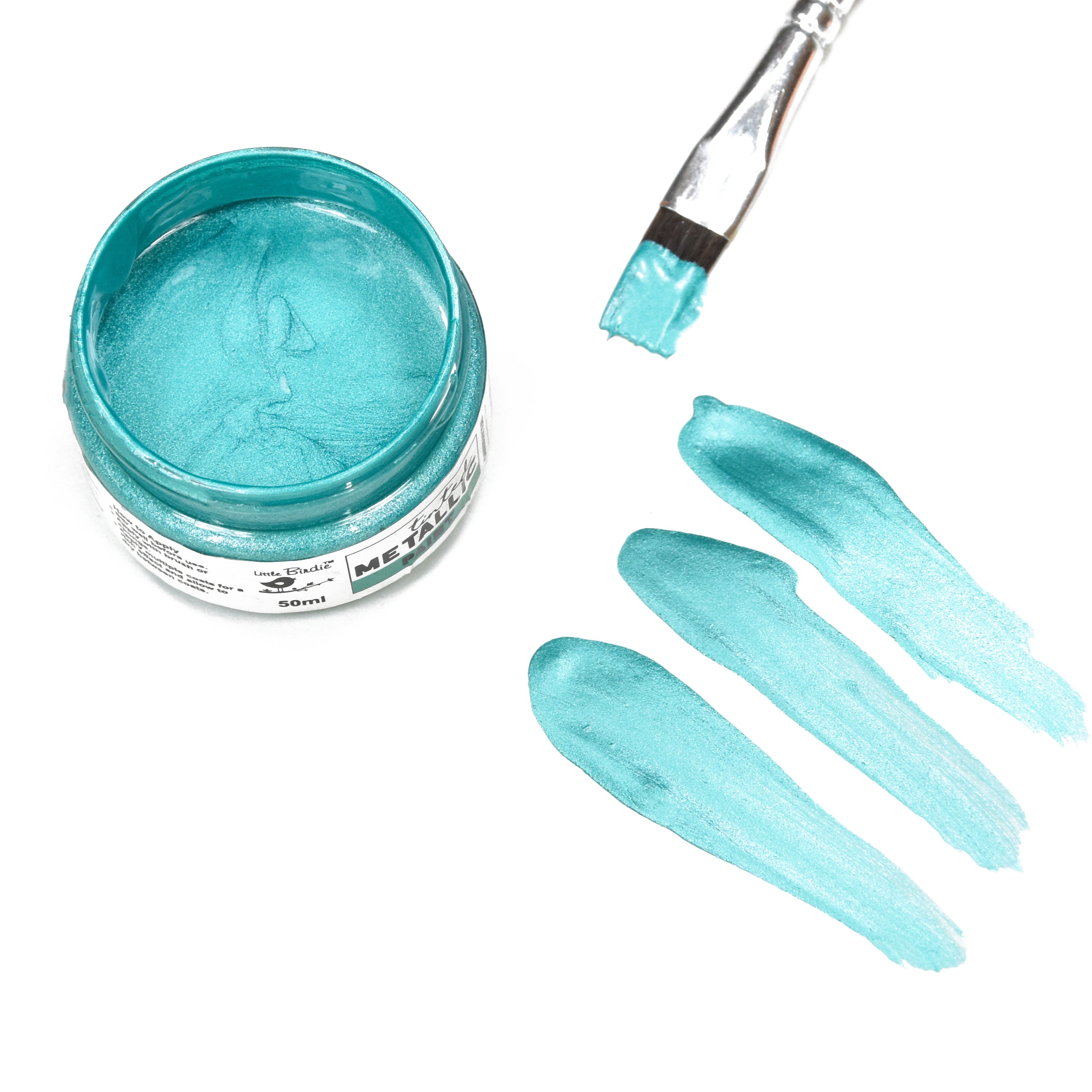 Tinted Metallic Paint Carribean Teal Bottle-50Ml