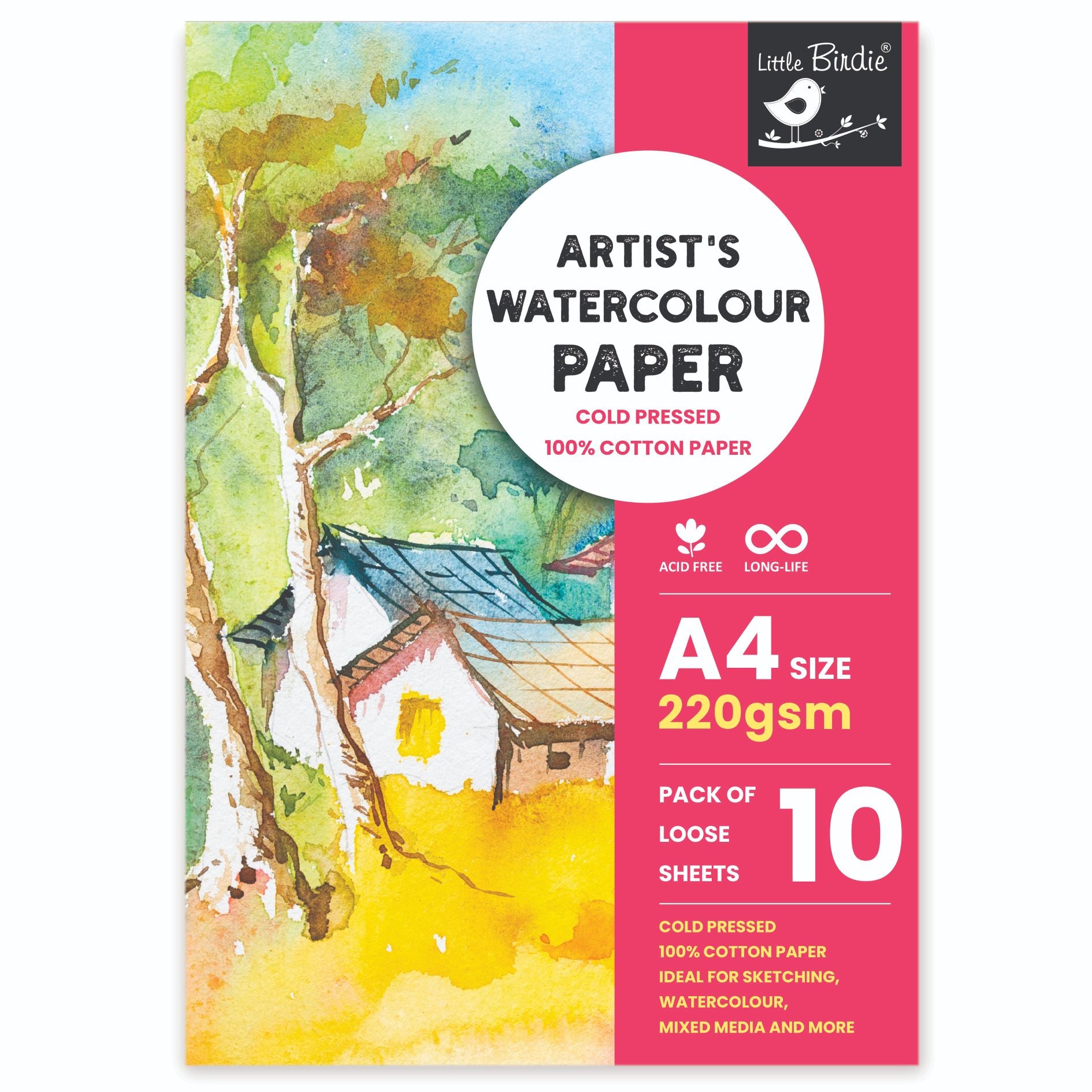 Artist`s Water Colour Paper Cold Pressed A4 Size 220 Gsm Pack Of 10 Sheets