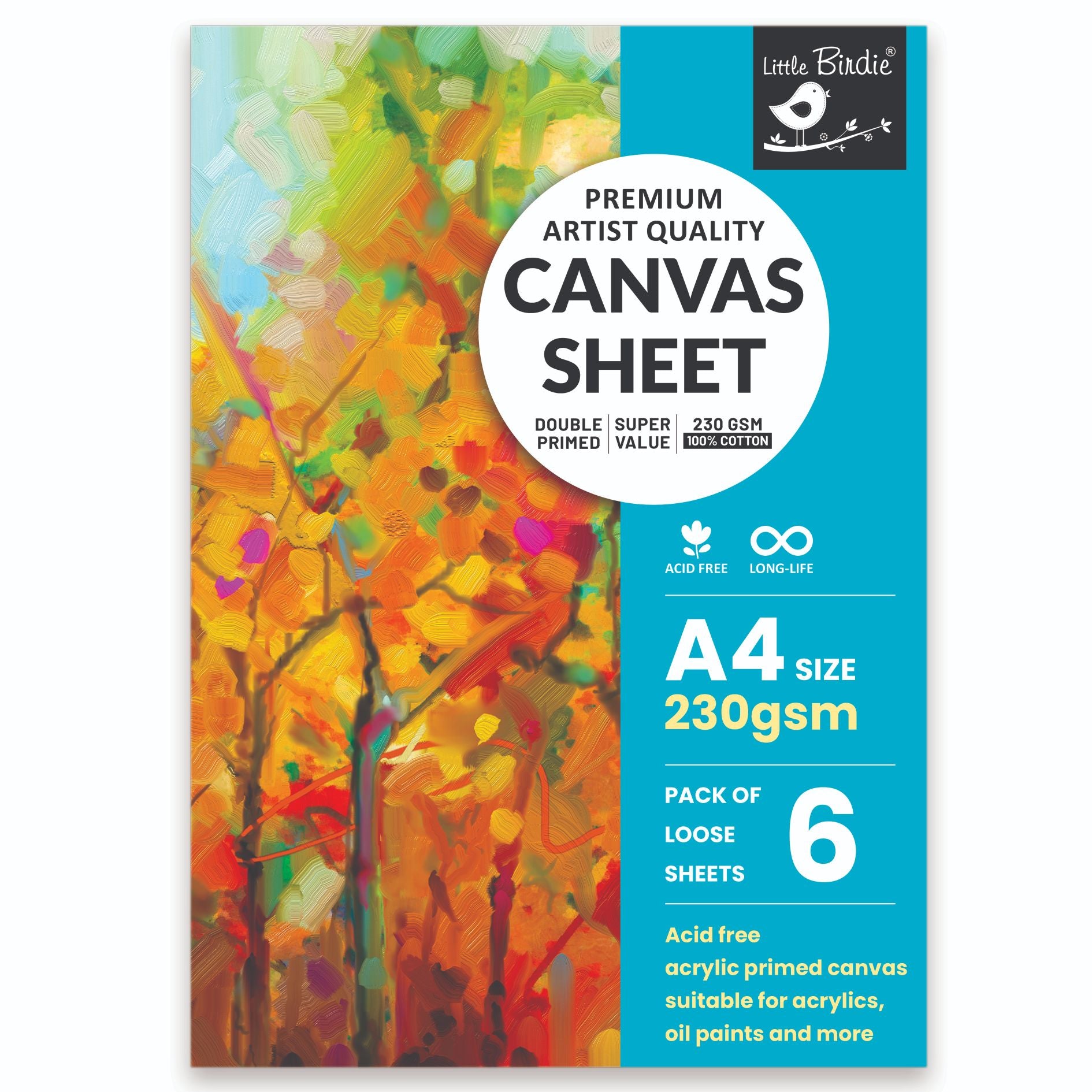 Premium Artist Canvas Sheets A4 Size 230 Gsm Pack Of 6 Sheets