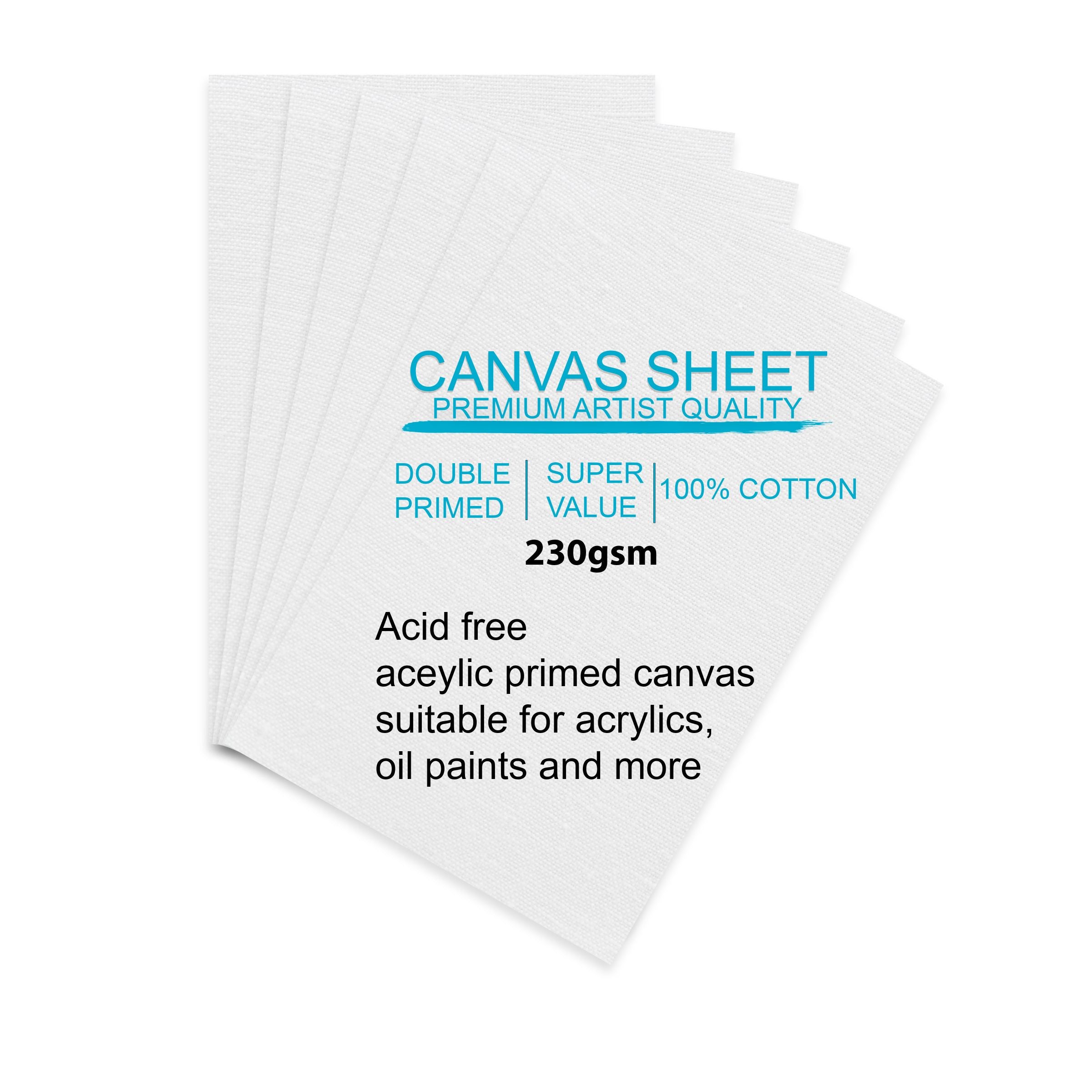 Premium Artist Canvas Sheets A4 Size 230 Gsm Pack Of 6 Sheets