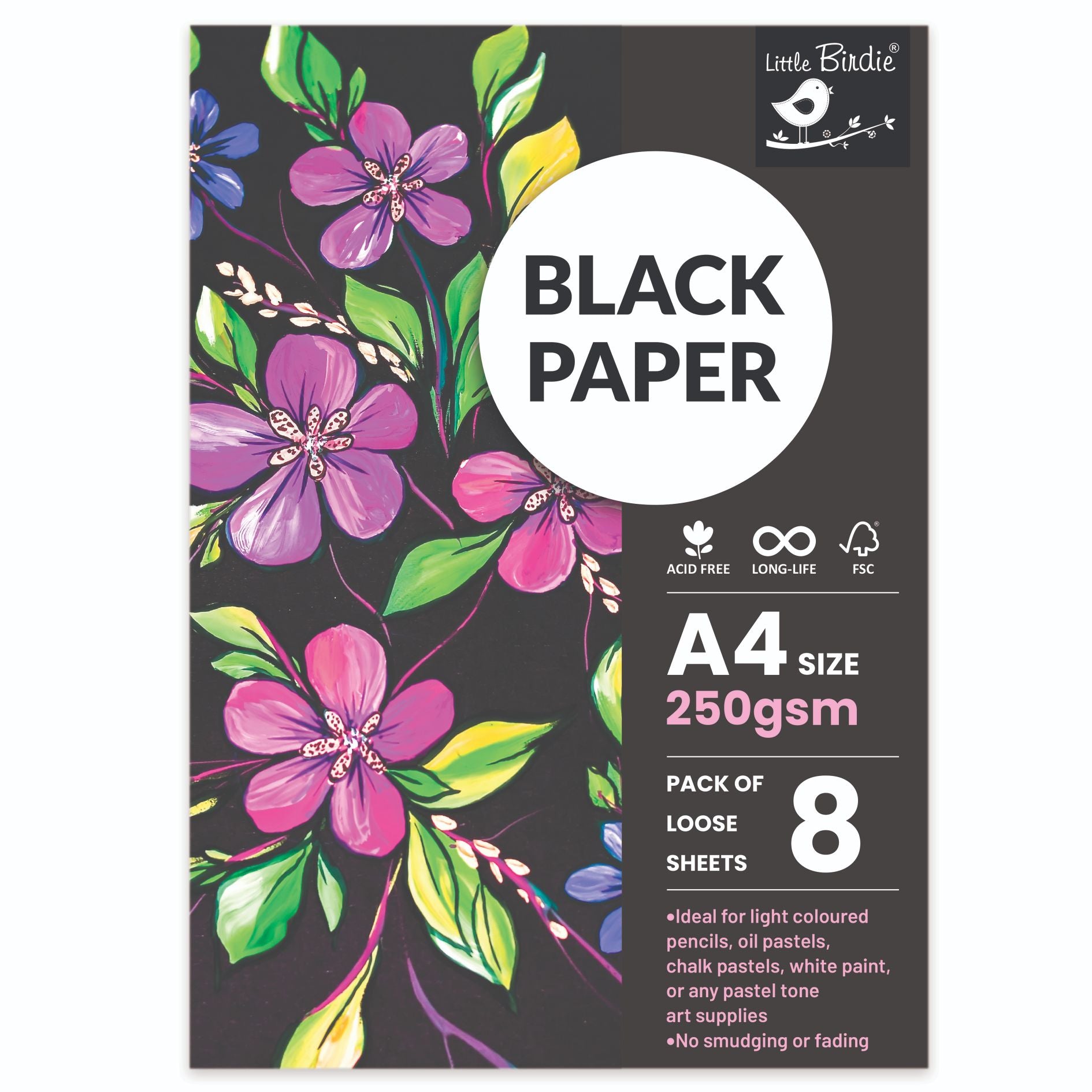 Black Paper A4 Size 250 Gsm Pack Of 8 Sheets Pb Lb