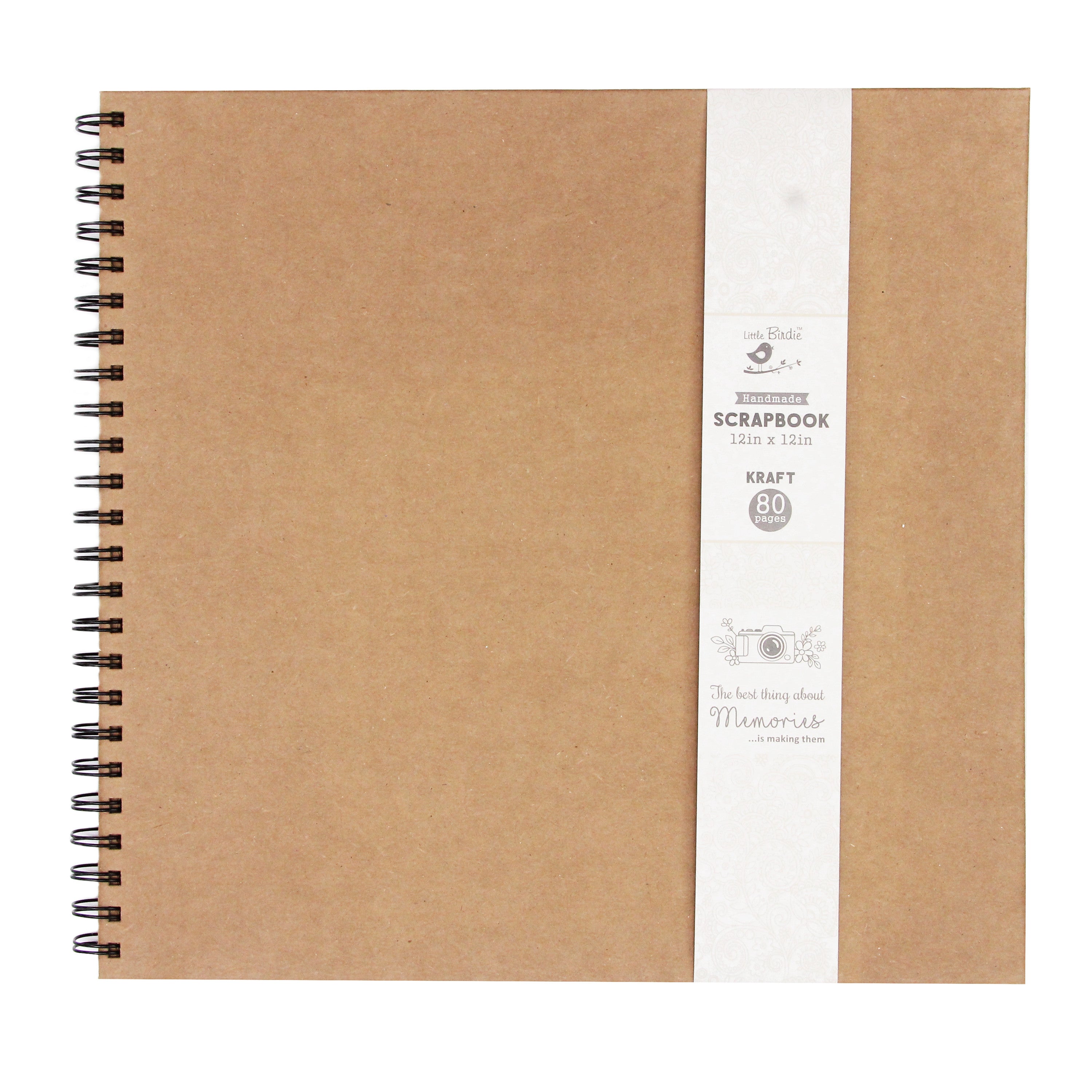 12 X 12 Scrapbook Album Journal Sketchbook Ribbon Ties White Black Brown  Kraft Spiral Bound 