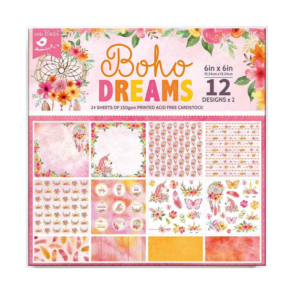 Paper Pack 6In X 6In 12Desx2 Boho Vibes(Dreams) 24Sheet Lb