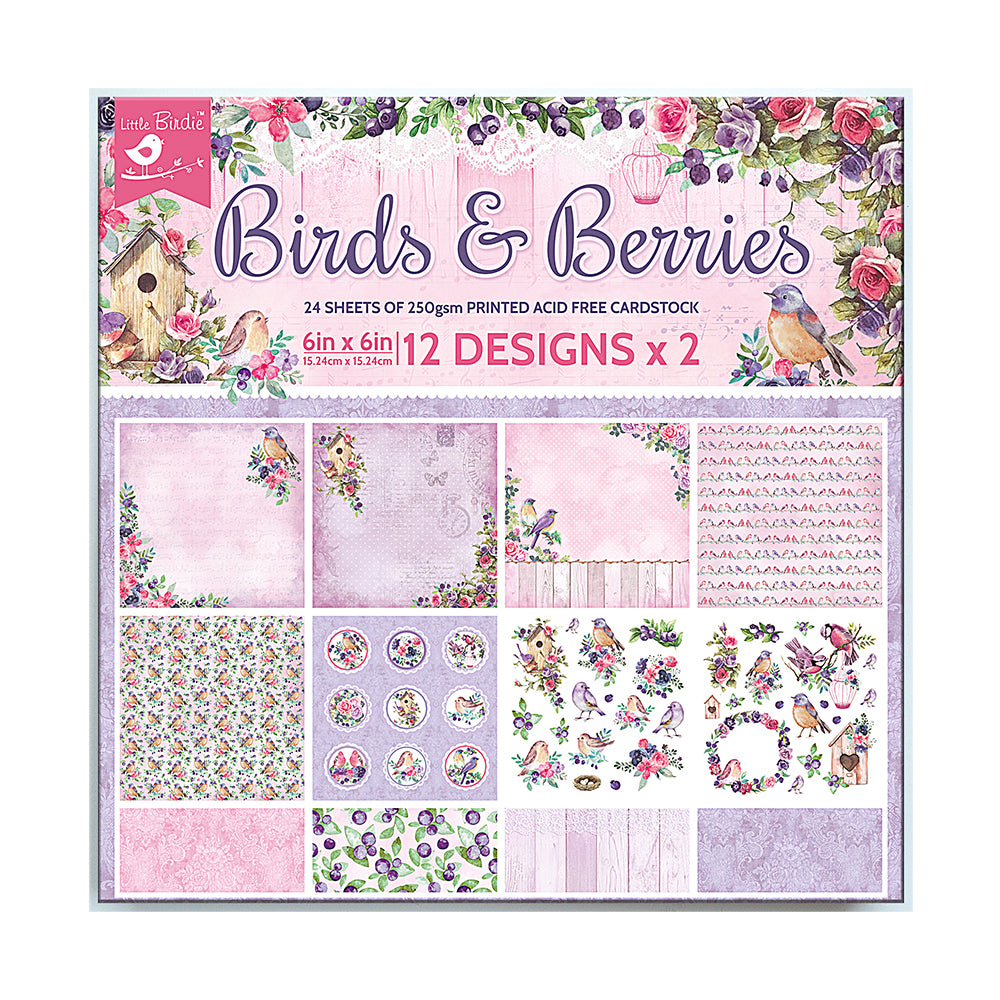 Paper Pack 6In X 6In 12Desx2 Birds And Berries 24Sheet Lb