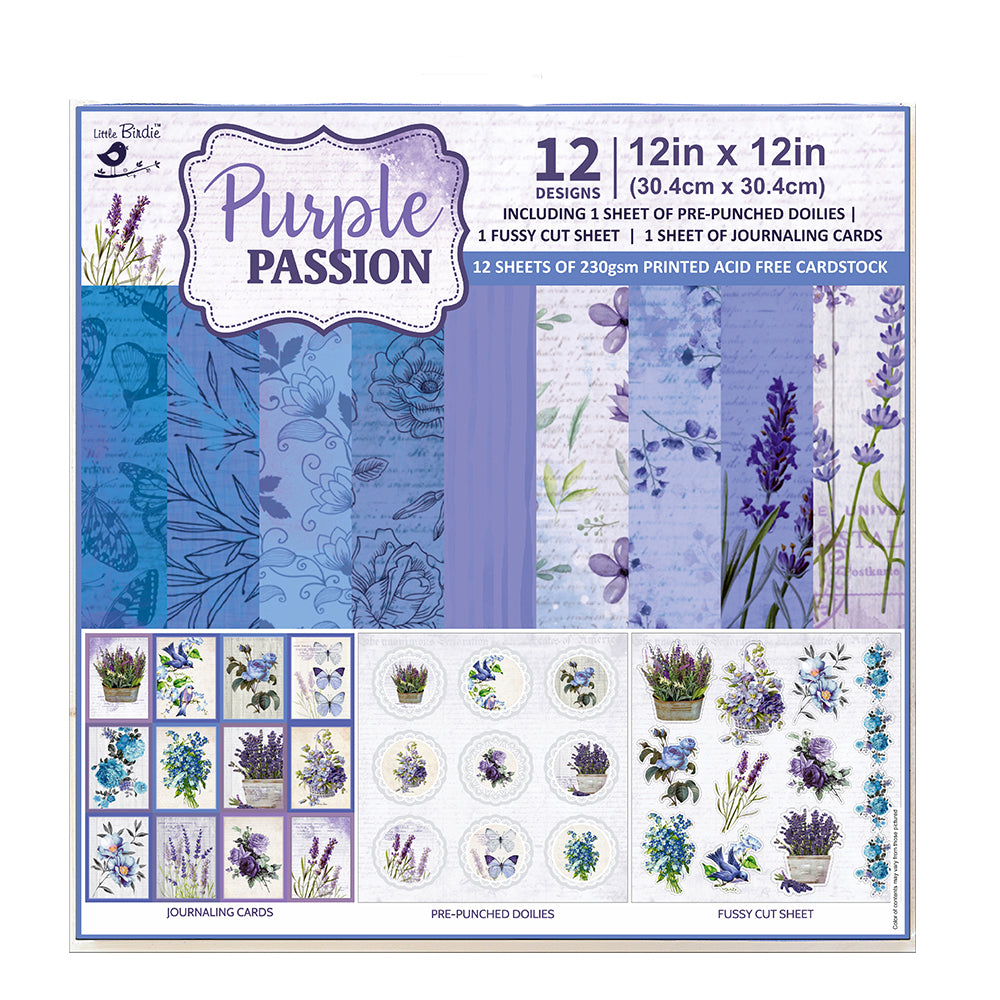 Paper Pack 12In X 12In Purple Passion 12Sheets 250Gsm Lb