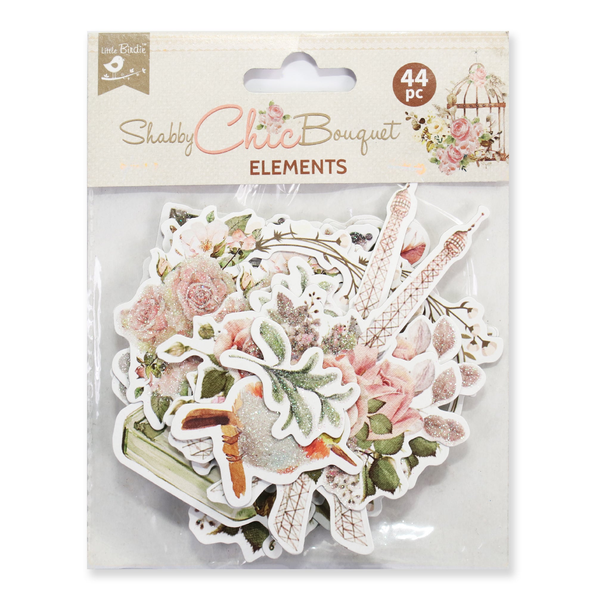 Shabby Chic Bouquet Ephemera Stickers 44pcs