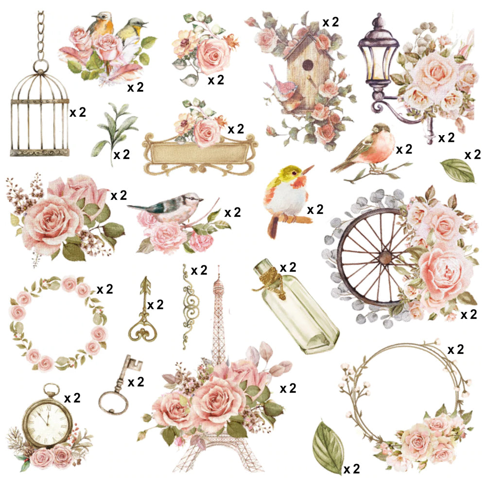 Shabby Chic Bouquet Ephemera Stickers 44pcs