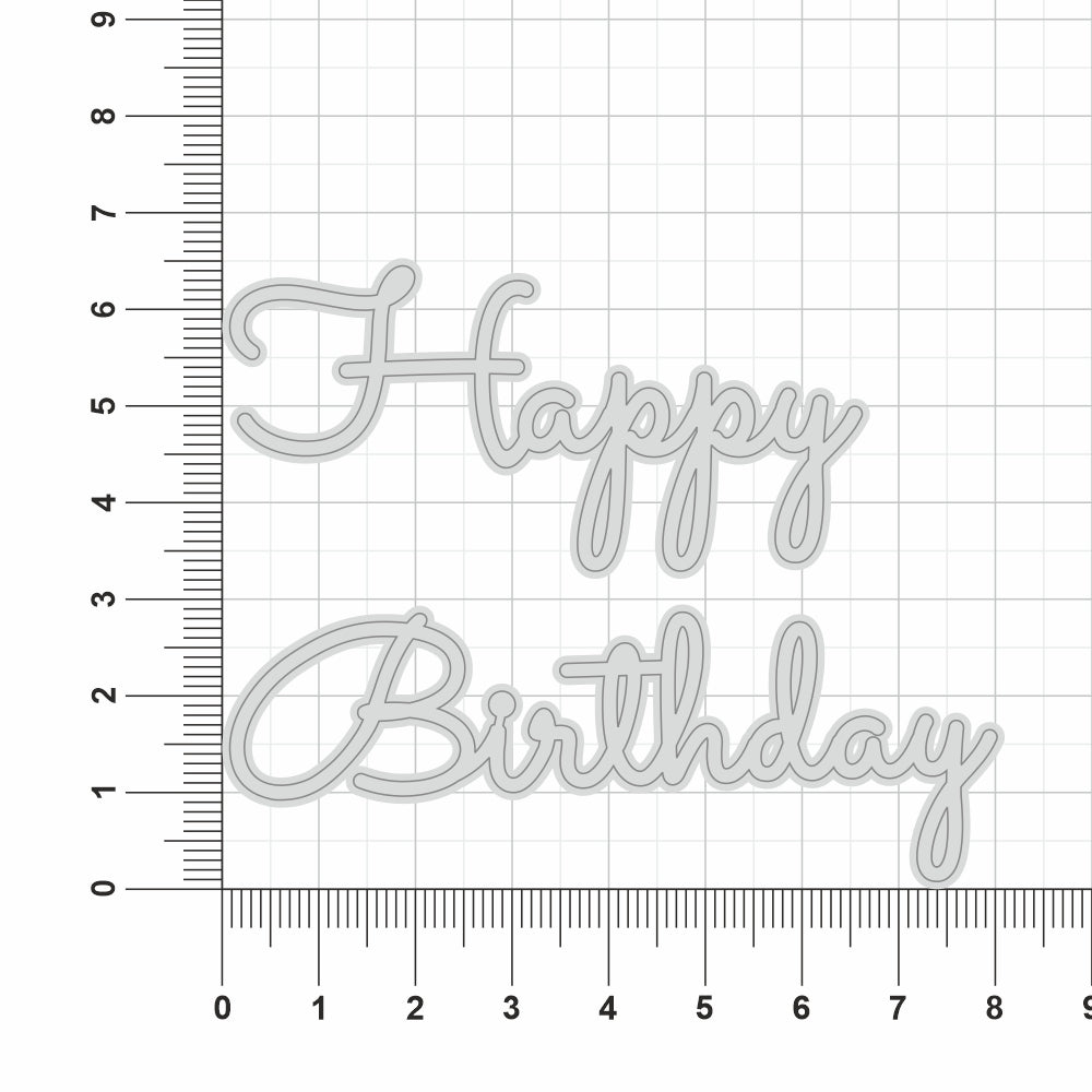 Thin Cut Dies Happy Birthday Happy: 6.7Cm X 3.2Cm Birthday: 8Cm X 3Cm 2Pc