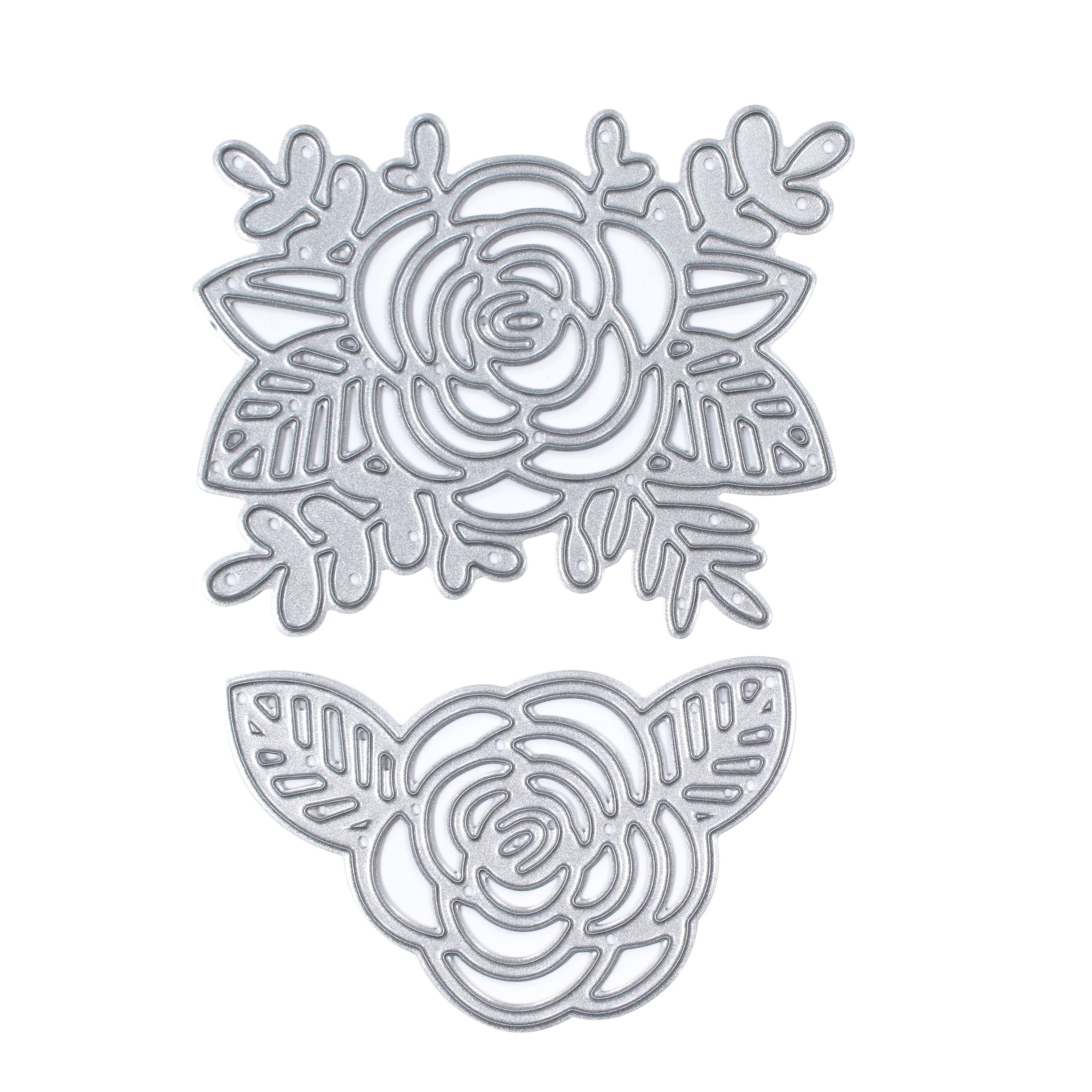 Thin Cut Dies Rose Duo 6.4 Cm X 5.3 Cm & 5.7 Cm X 3.8 Cm 2Pc