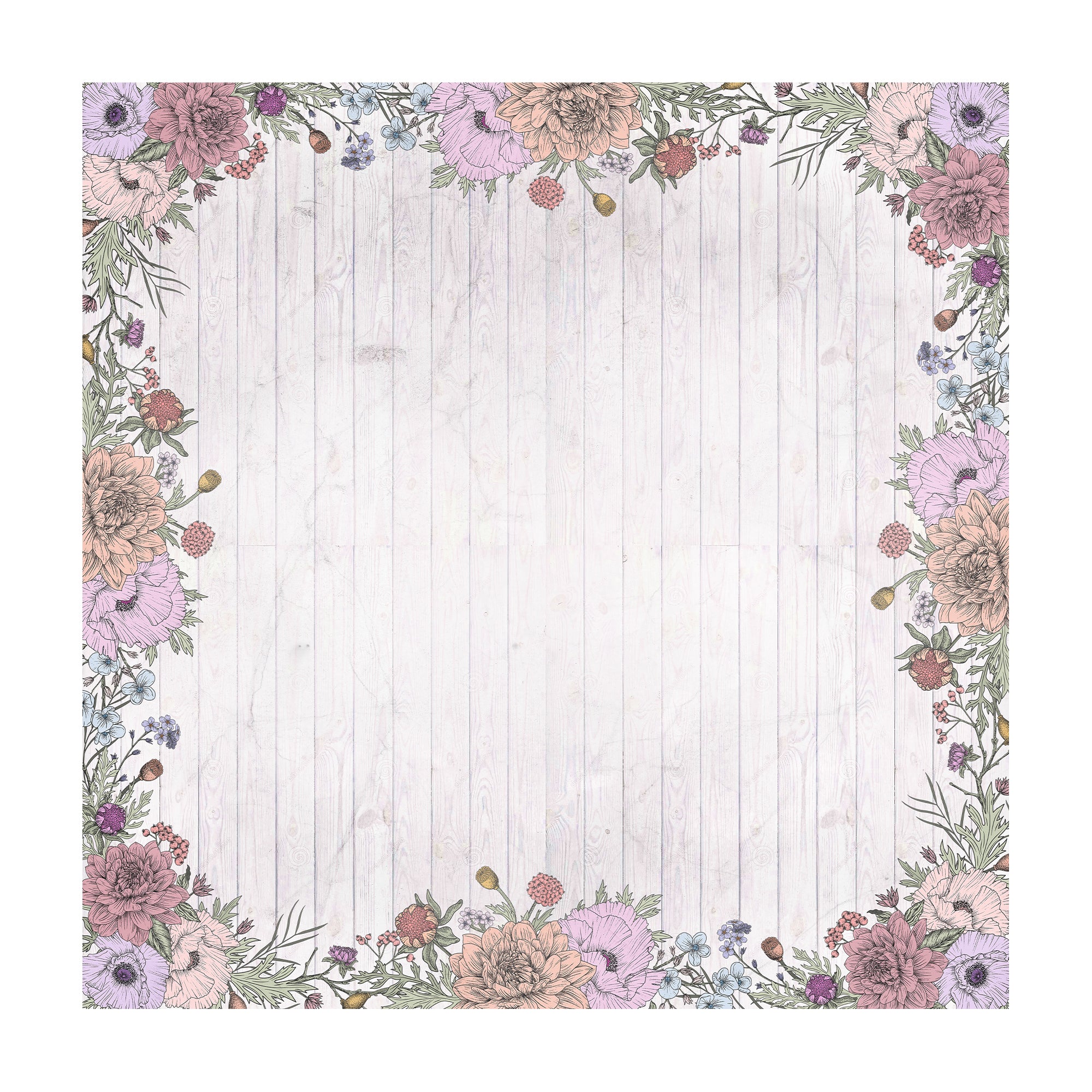 Printed Cardstock Pack - Botanical Garden, 12 X 12inch, 12Designs, 250gsm, 12Sheets