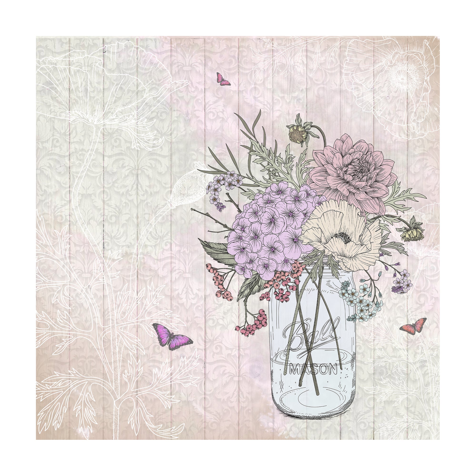 Printed Cardstock Pack - Botanical Garden, 12 X 12inch, 12Designs, 250gsm, 12Sheets