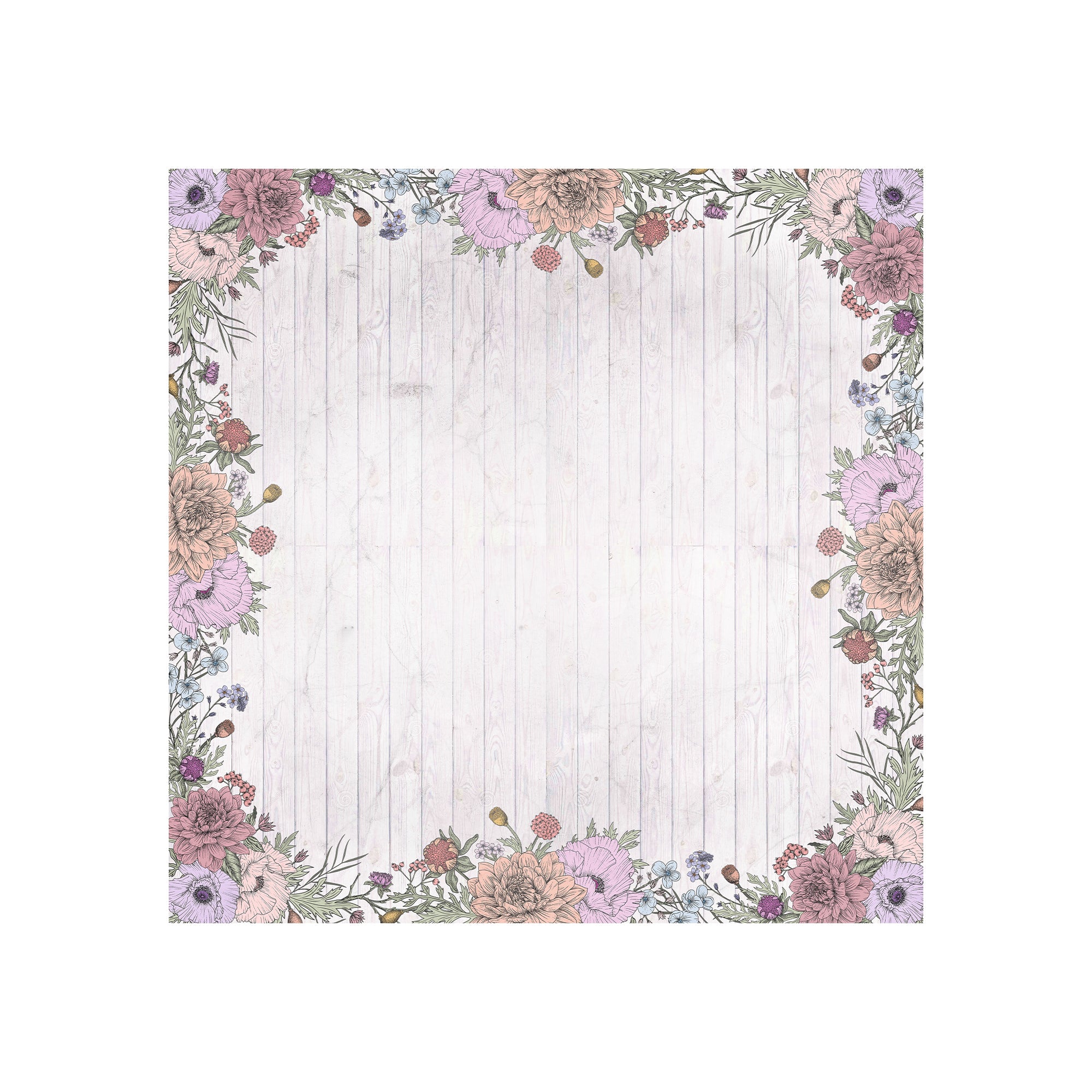 Printed Cardstock Pack - Botanical Garden, 6 X 6inch, 12Designs, 250gsm, 24Sheets