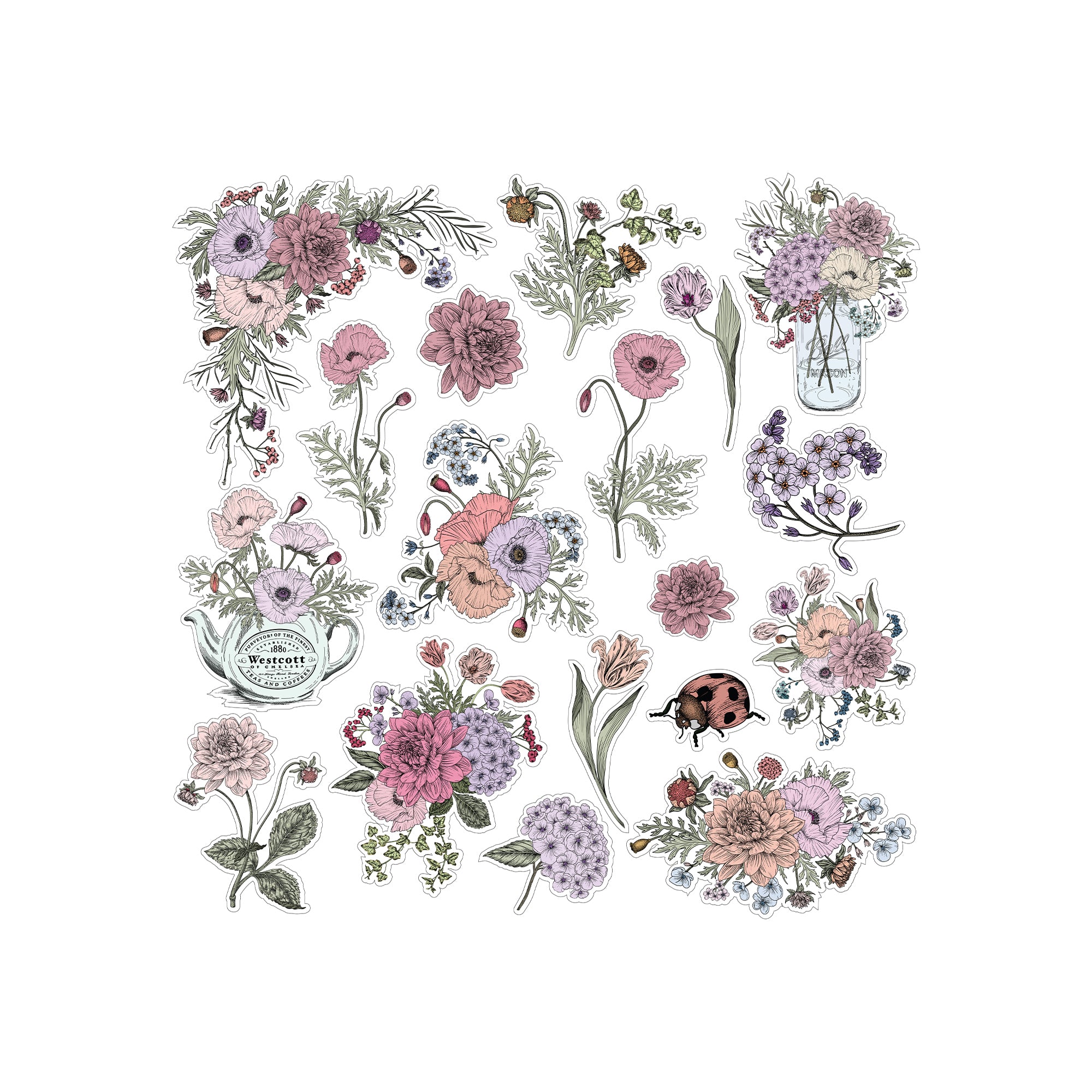 Printed Cardstock Pack - Botanical Garden, 6 X 6inch, 12Designs, 250gsm, 24Sheets