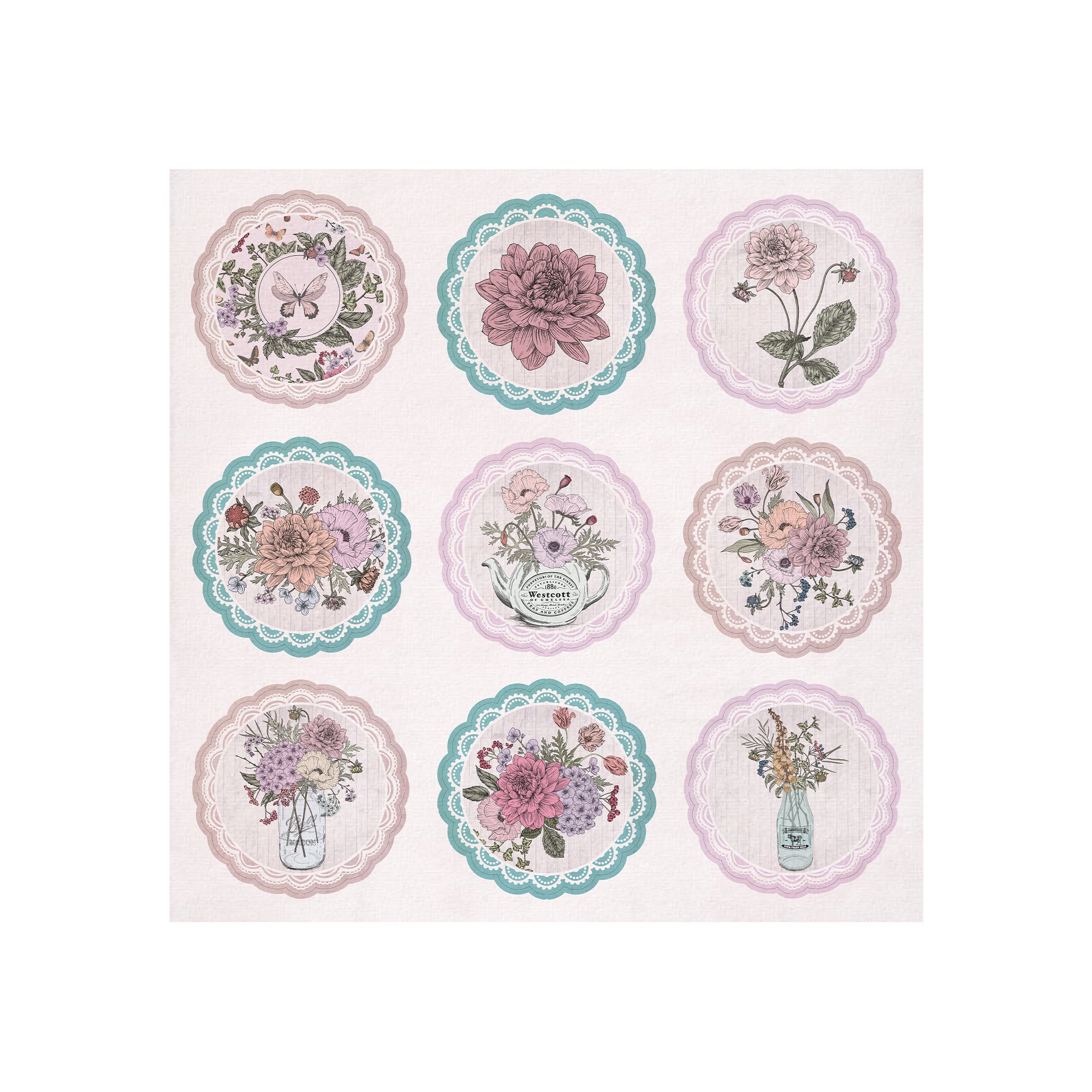 Printed Cardstock Pack - Botanical Garden, 6 X 6inch, 12Designs, 250gsm, 24Sheets