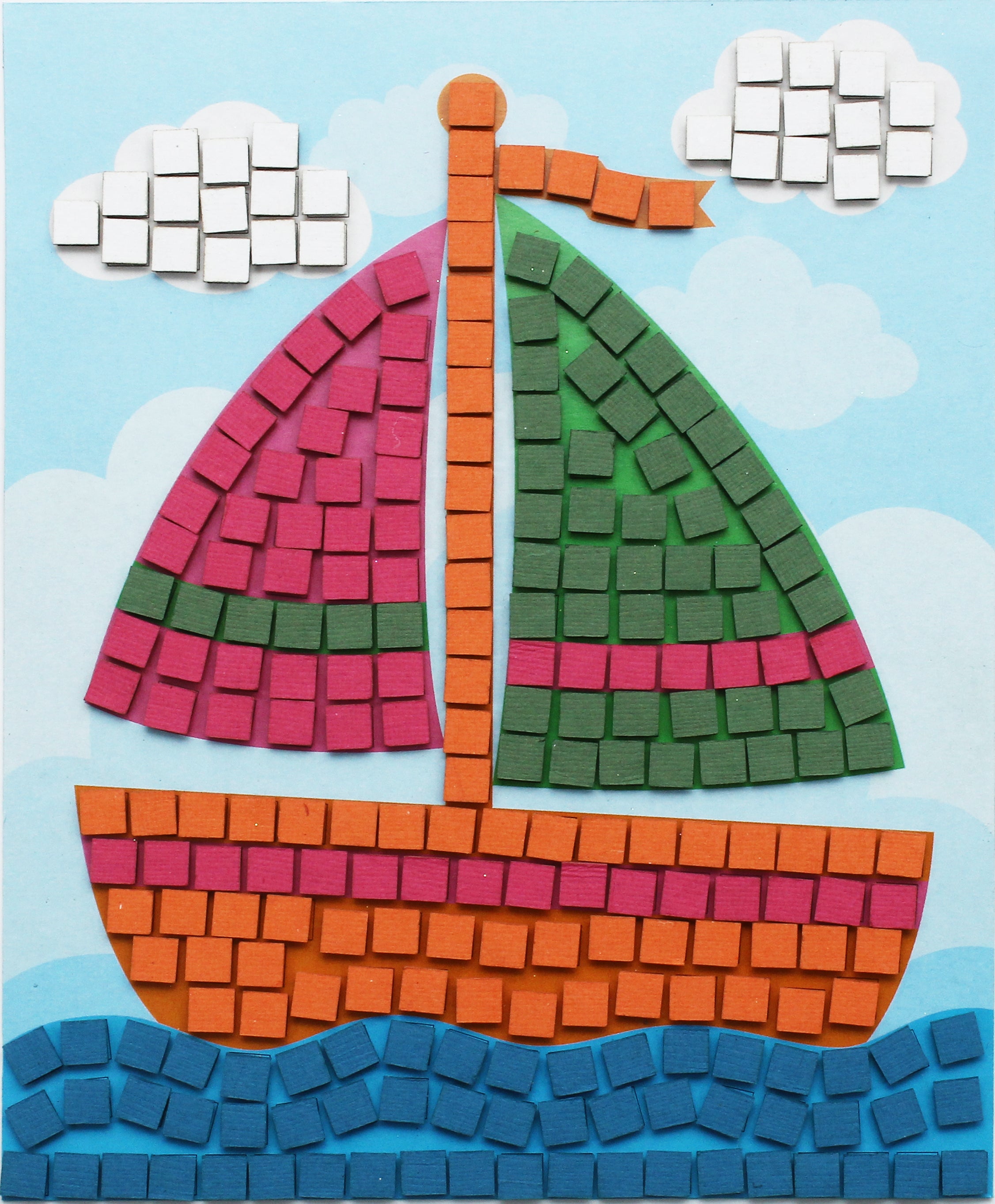 Mosaic Art Decor Peel And Stick Sail Boat 21 X 17Cm 1Pack