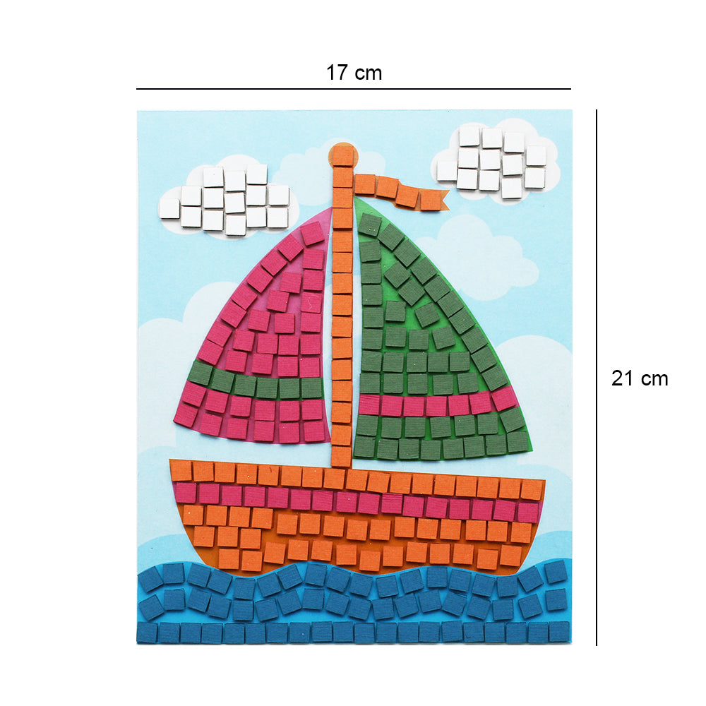 Mosaic Art Decor Peel And Stick Sail Boat 21 X 17Cm 1Pack