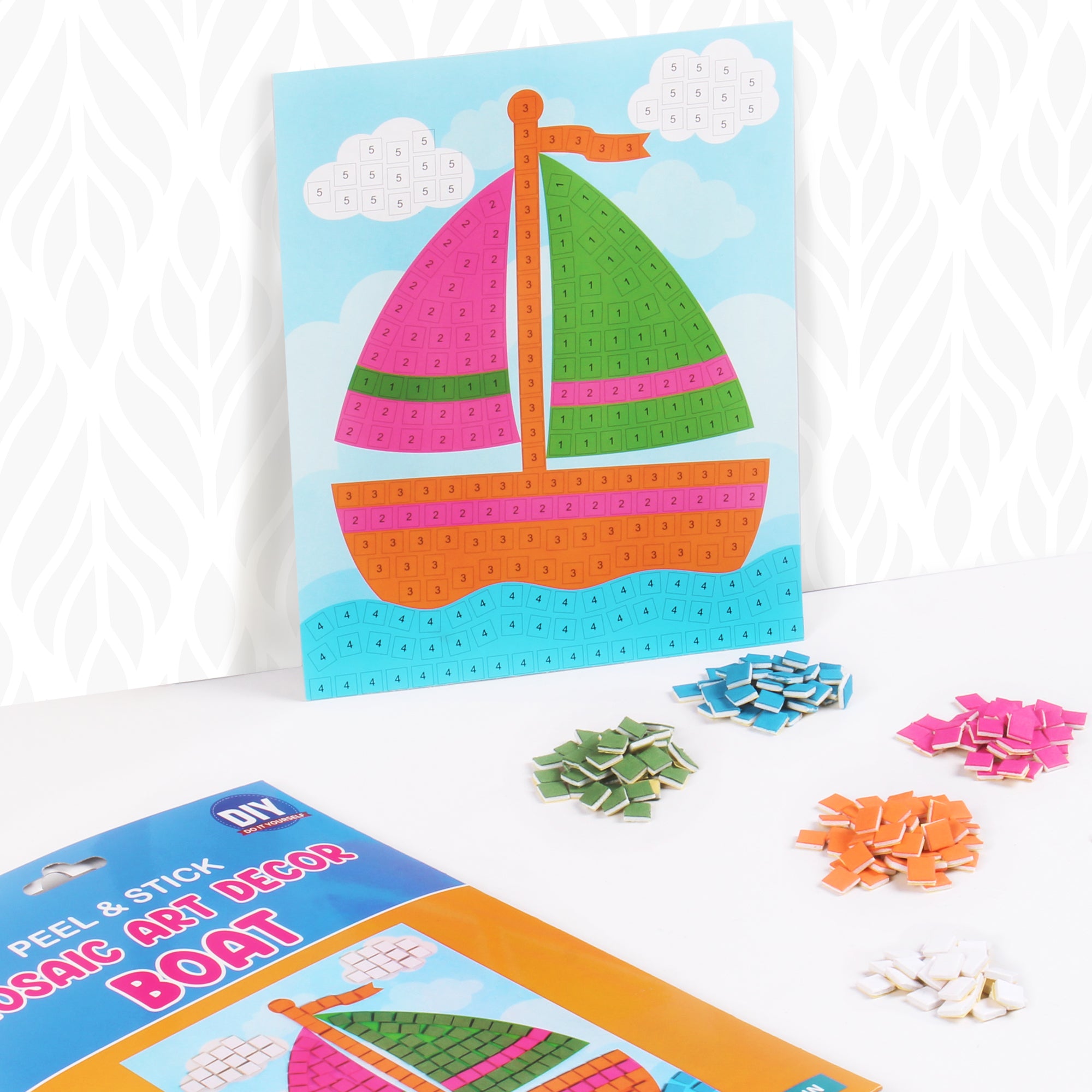 Mosaic Art Decor Peel And Stick Sail Boat 21 X 17Cm 1Pack