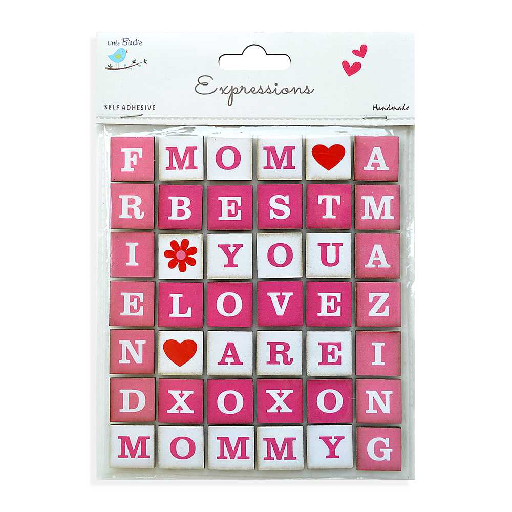 Little Birdie Self-adhesive Chipboard Stickers - Amazing Mom, 42Pc