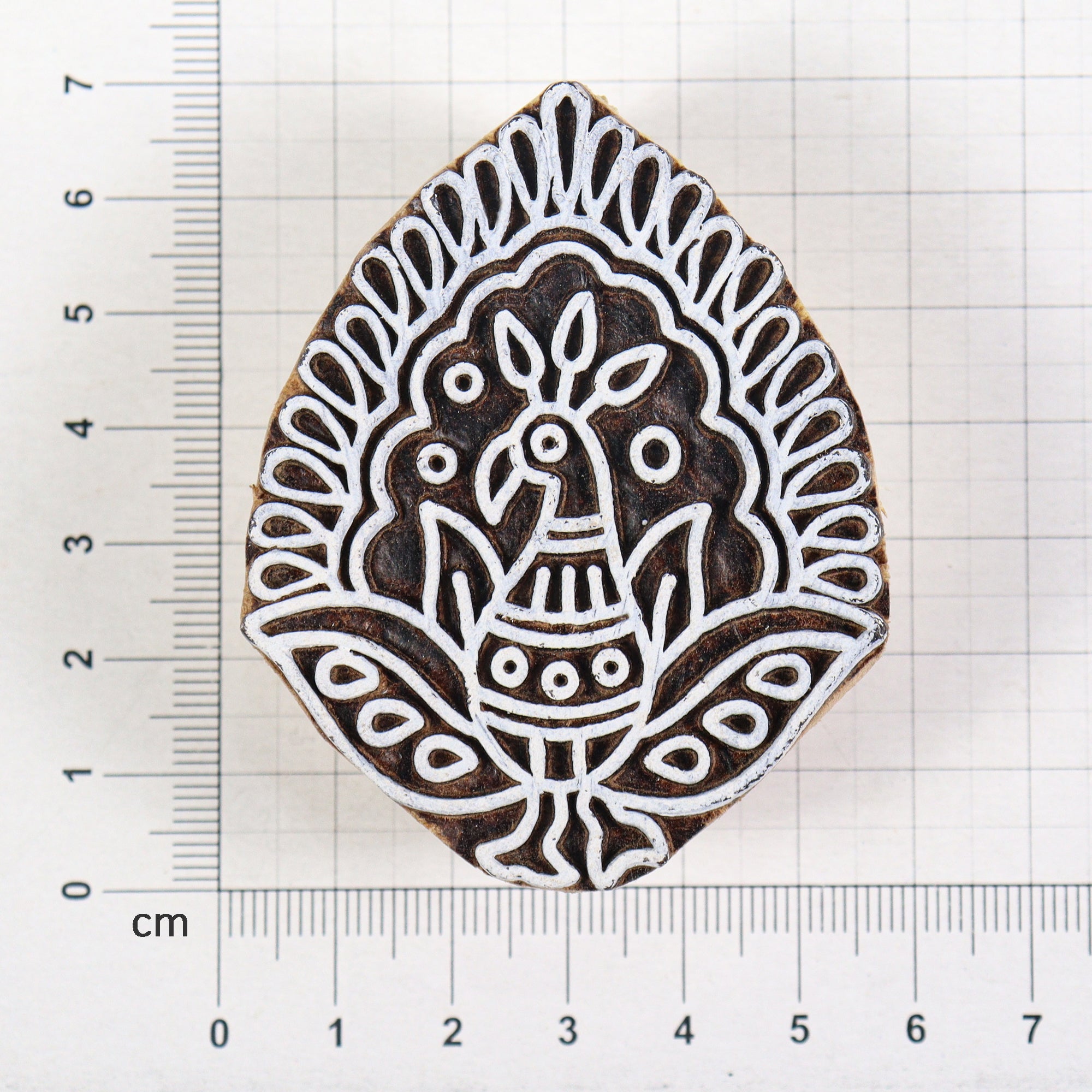 Hand Carved Wooden Printing Block Pretty Peacock W 2inch X L 2.5inch 1pc