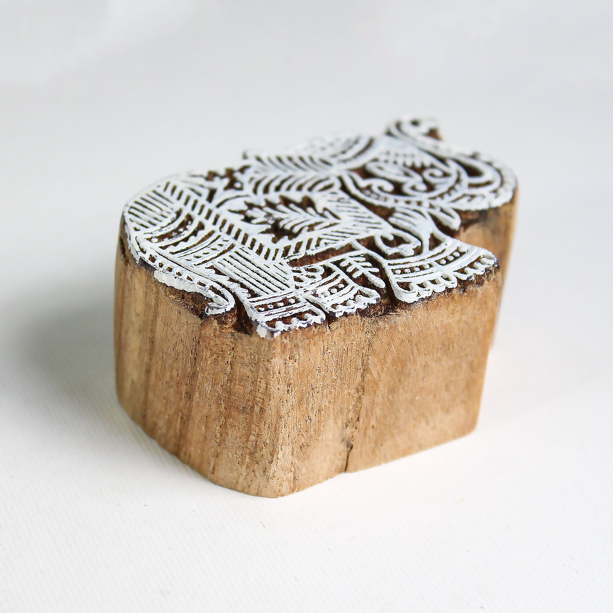 Hand Carved Wooden Printing Block Royal Elephant W 2.5Inch X L 2Inch