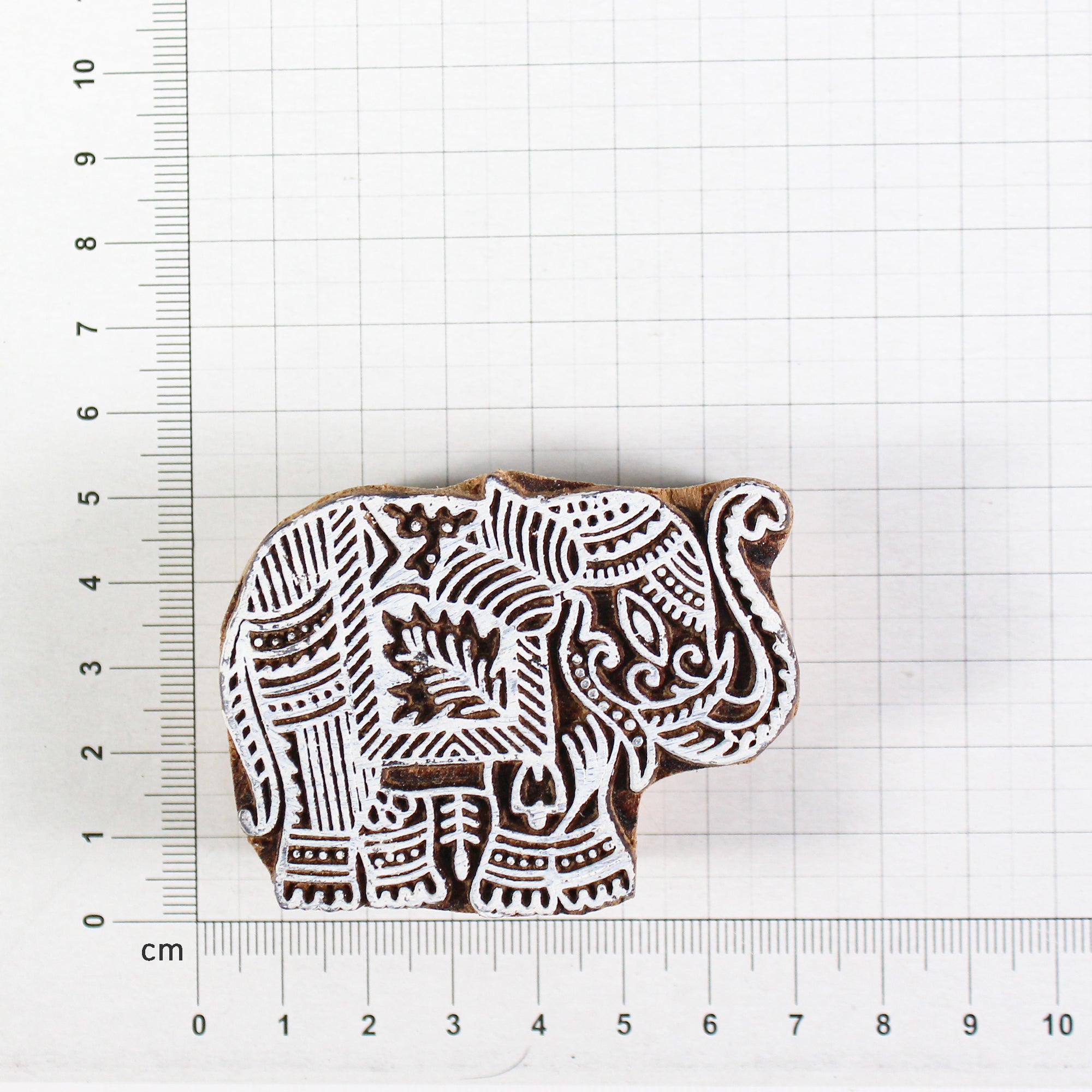 Hand Carved Wooden Printing Block Royal Elephant W 2.5Inch X L 2Inch