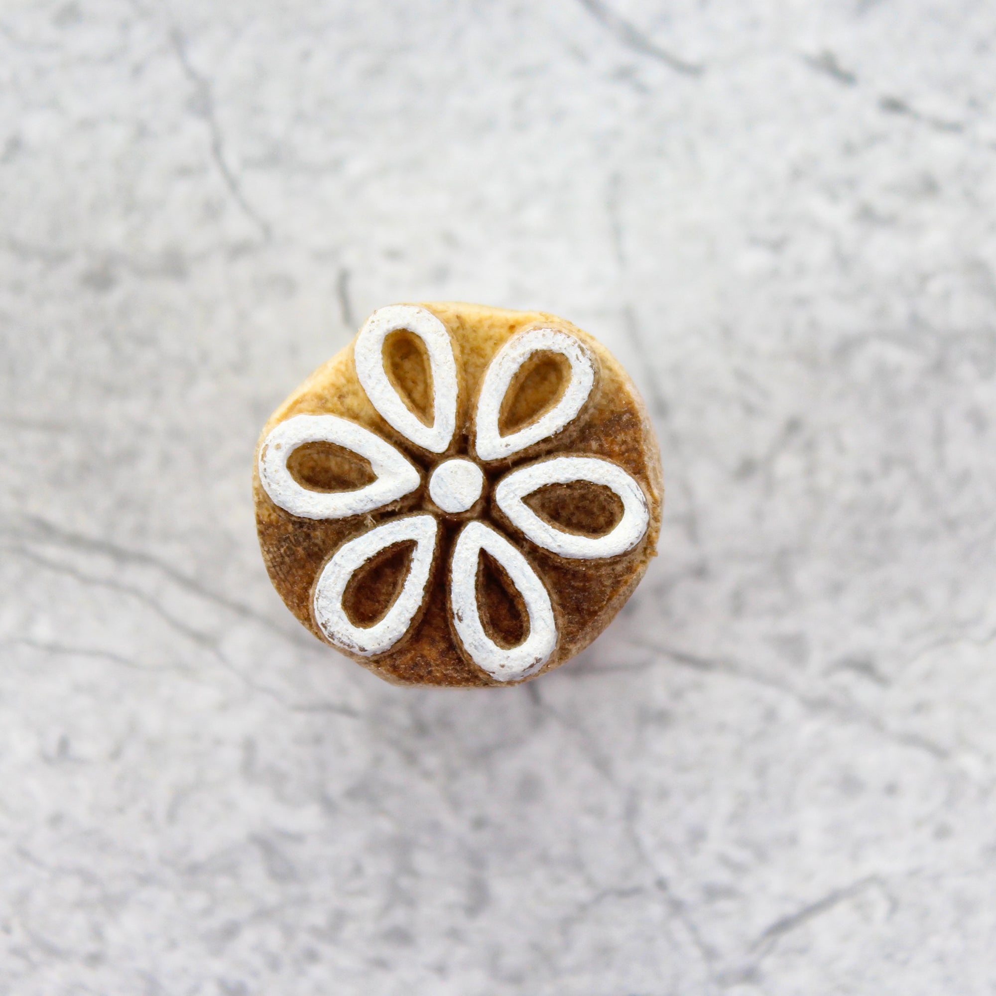 Hand Carved Wooden Printing Block Flower W 1inch X L 1inch 1pc