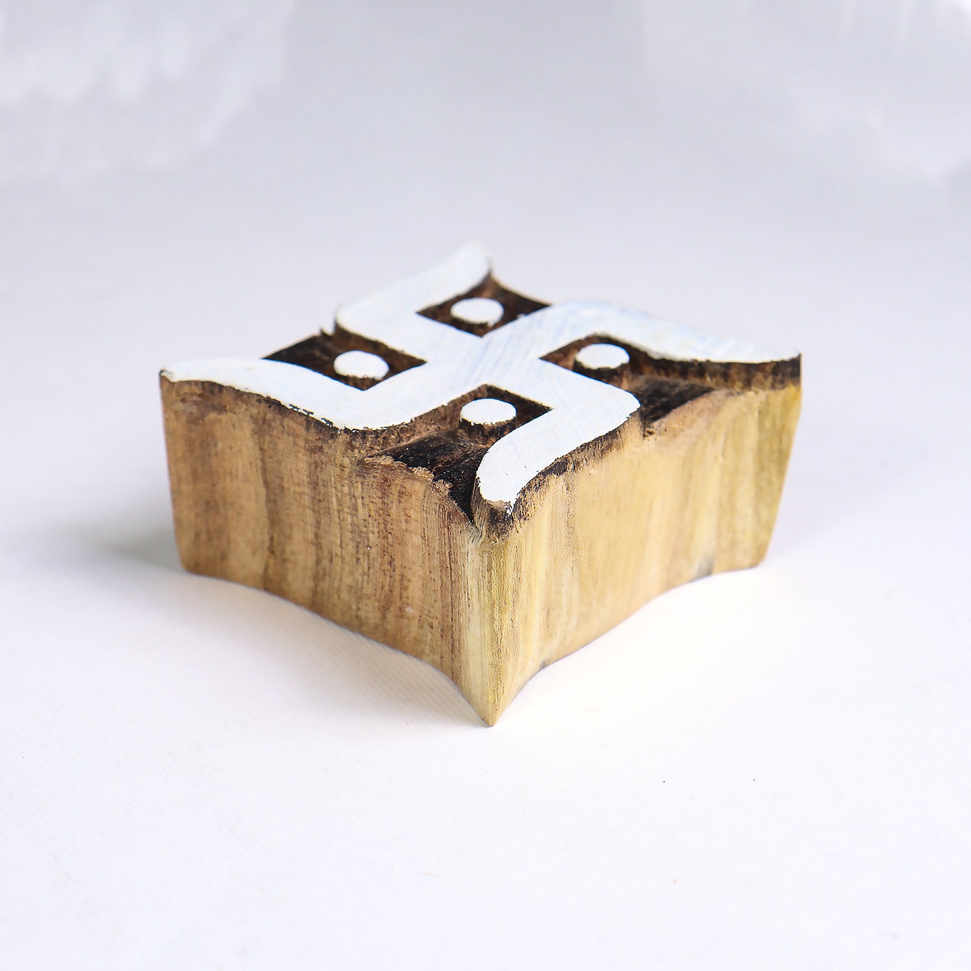 Hand Carved Wooden Printing Block Swastika W 2inch X L 2inch 1pc