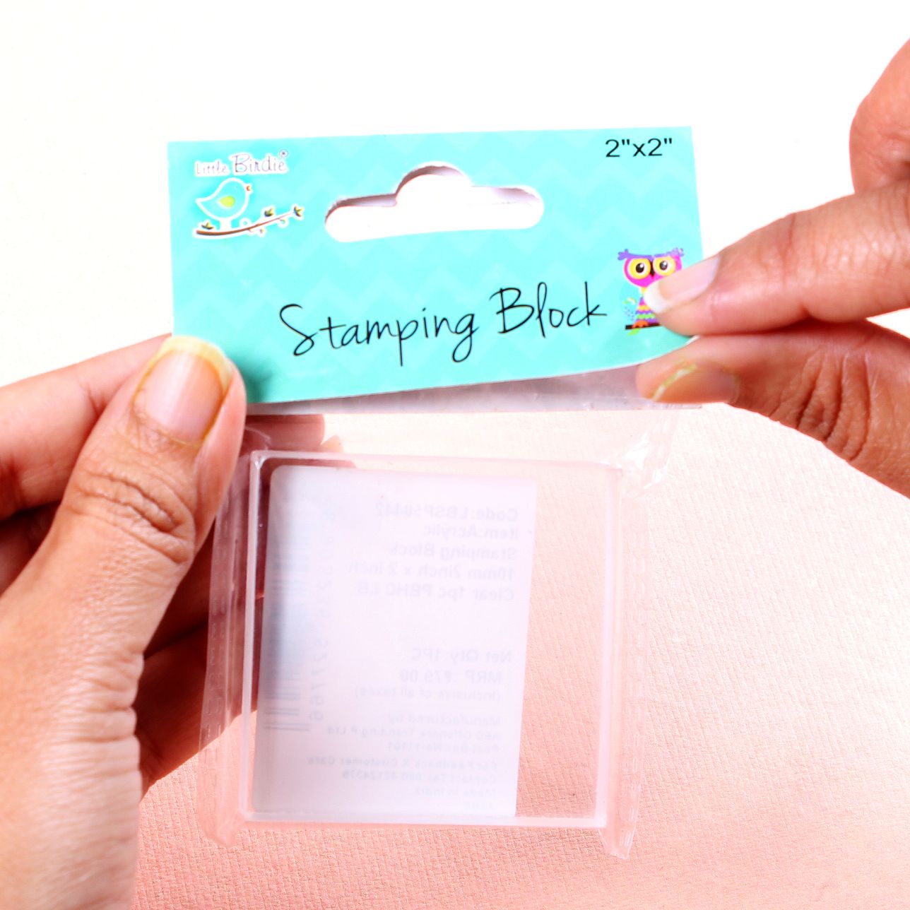 Acrylic Stamping Block 10mm 2inch X 2 inch Clear 1 pc