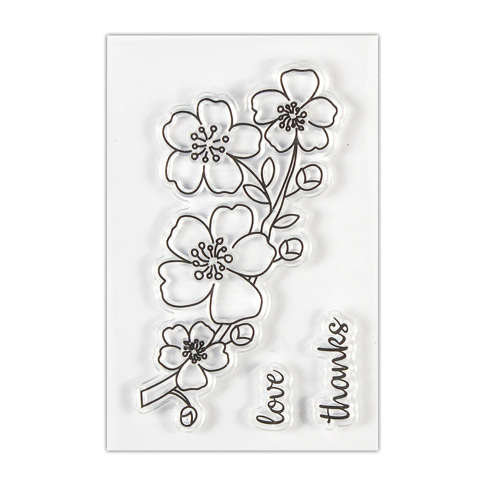 Clear Stamp Flowery Wishes 2Inch X 3Inch 3Pc
