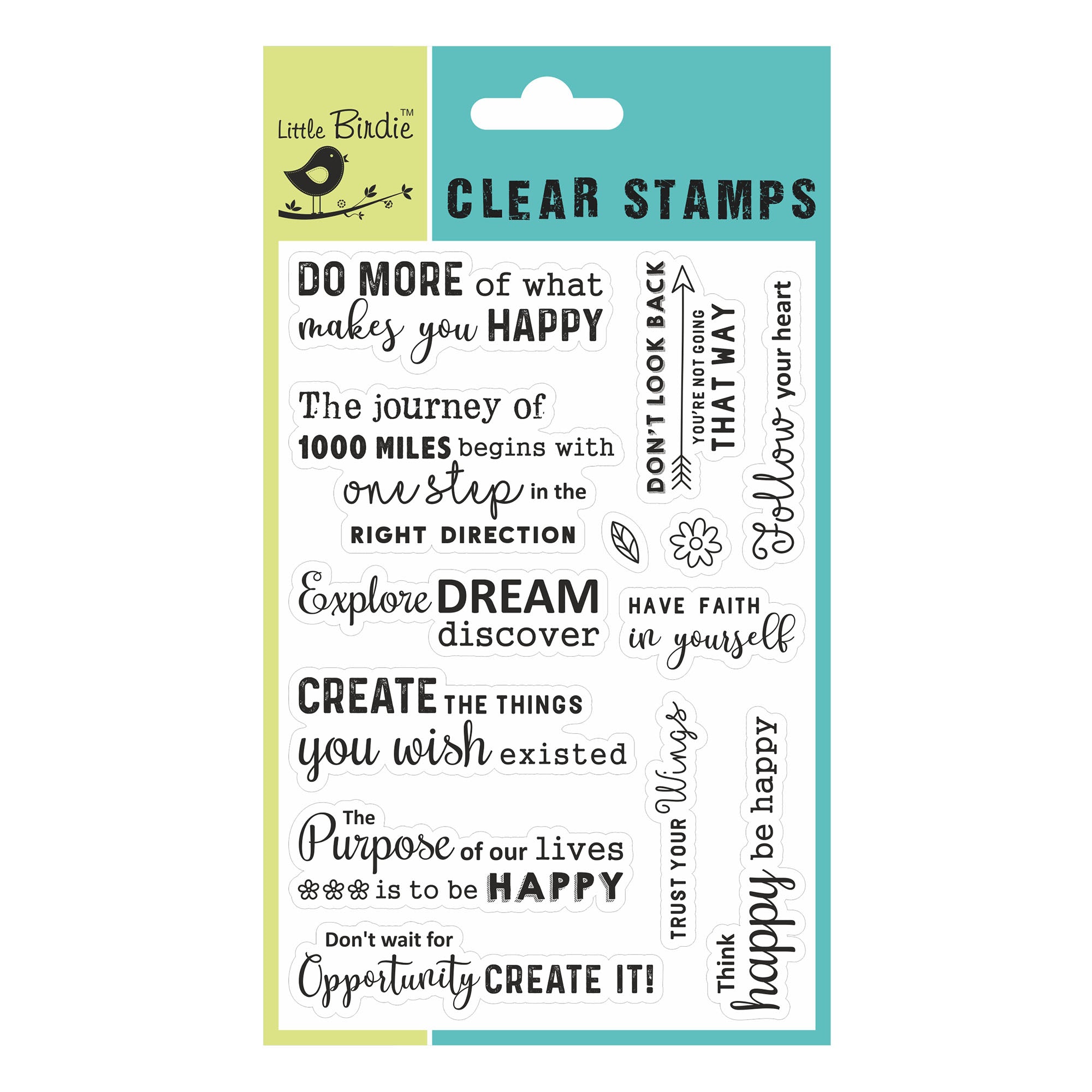 Clear Stamp 4Inch X 6Inch Be Happy 13Pc