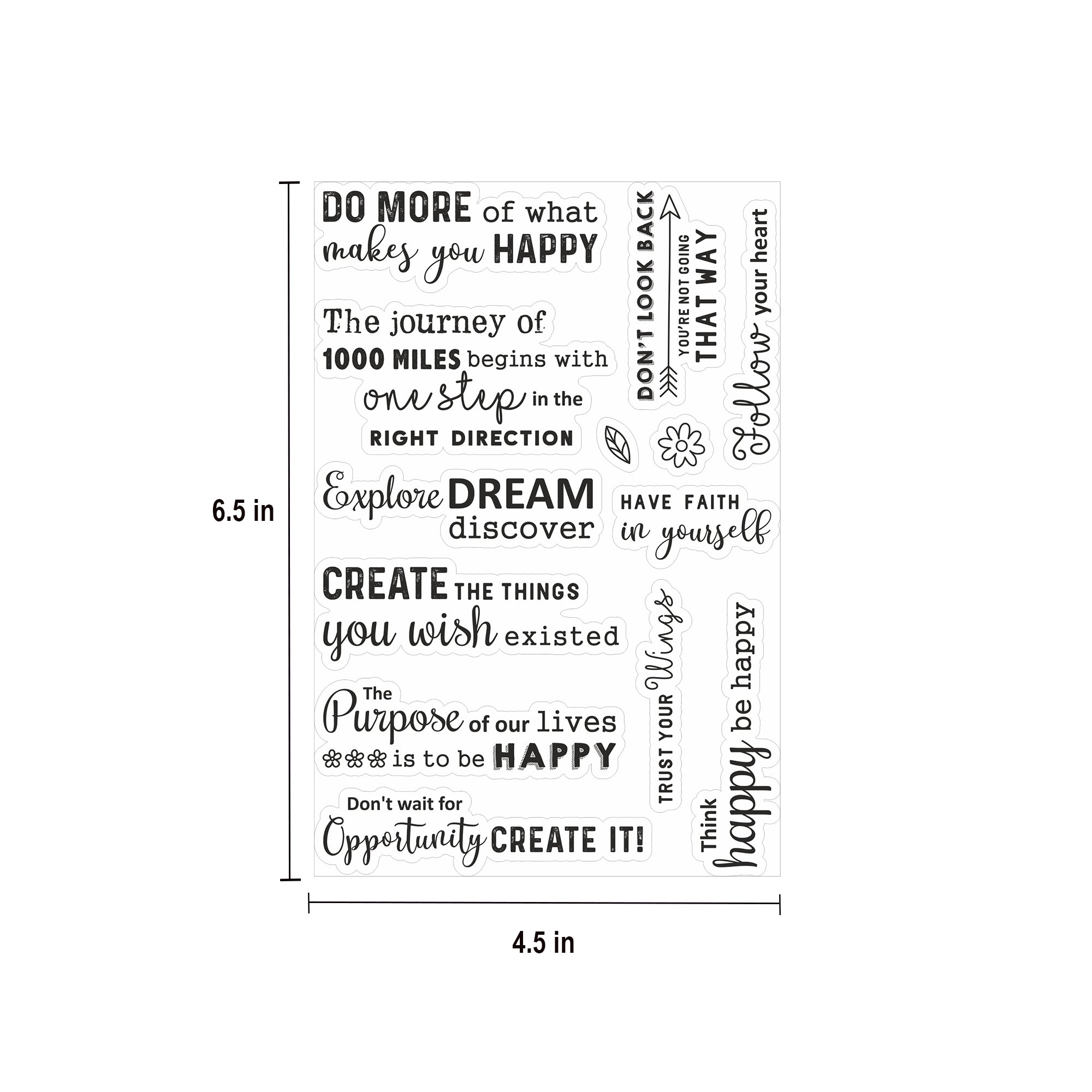 Clear Stamp 4Inch X 6Inch Be Happy 13Pc