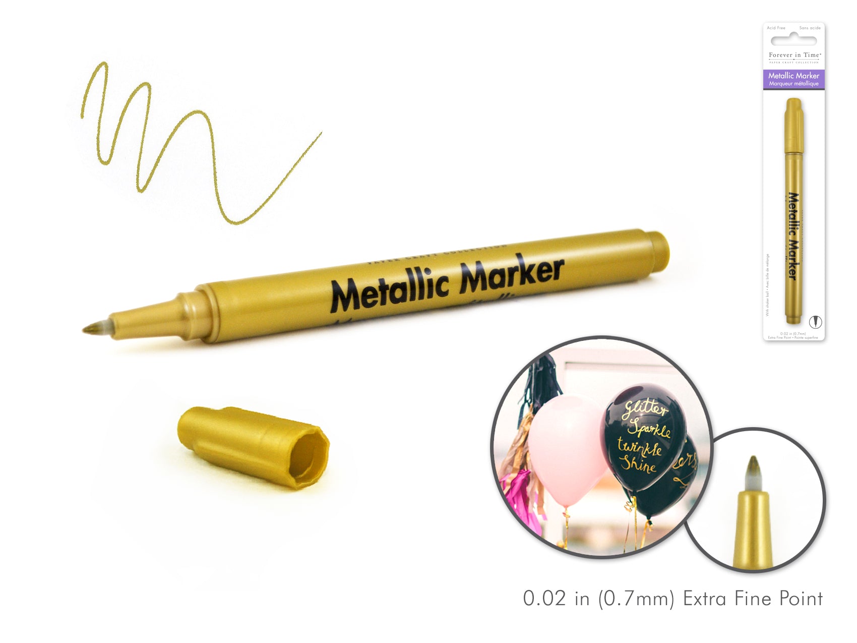 Metallic Marker 0.7Mm Extra Fine Point W Or Shaker Ball Gold Mc