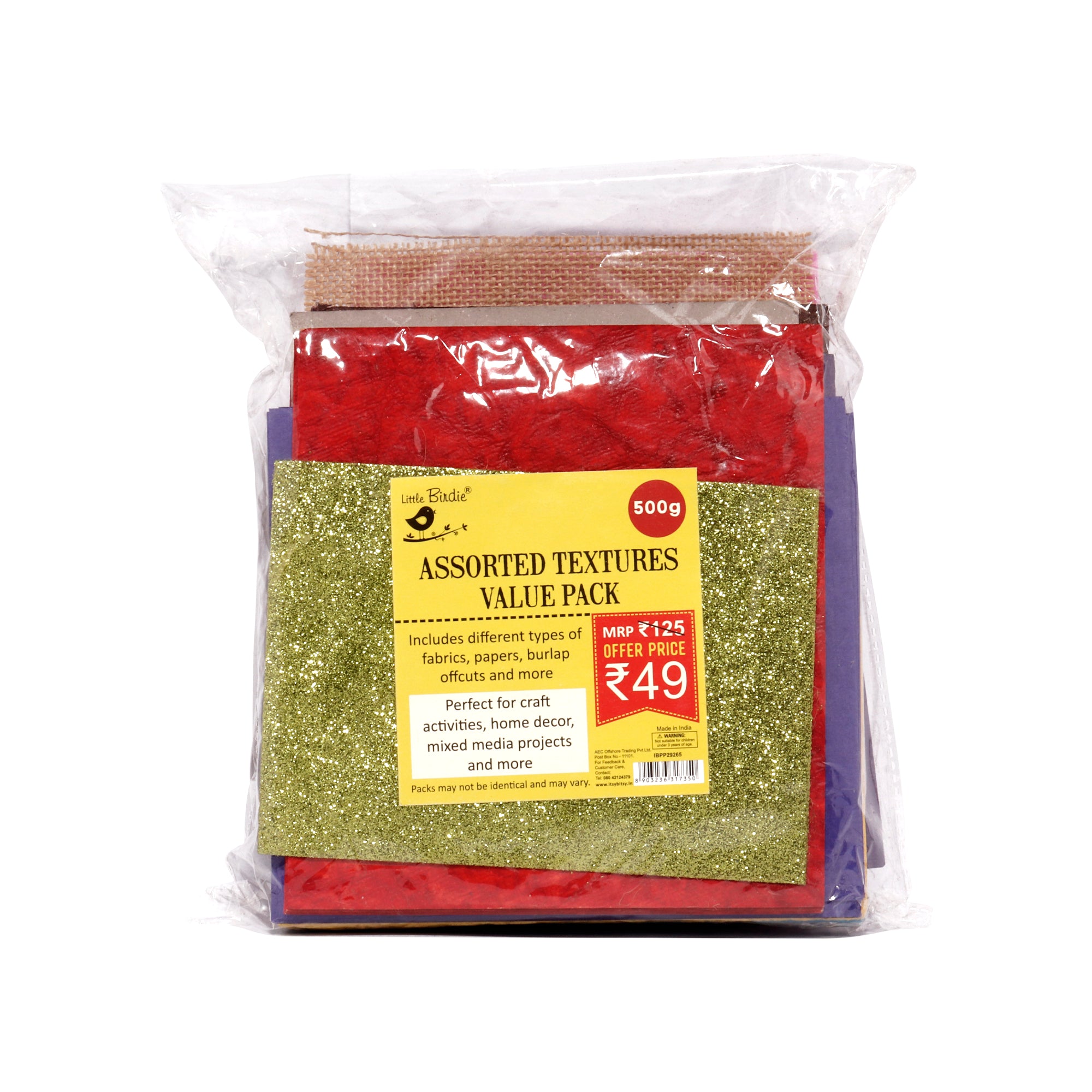 Cut Sheet Foam, felt, jute & Papers Asst 500G