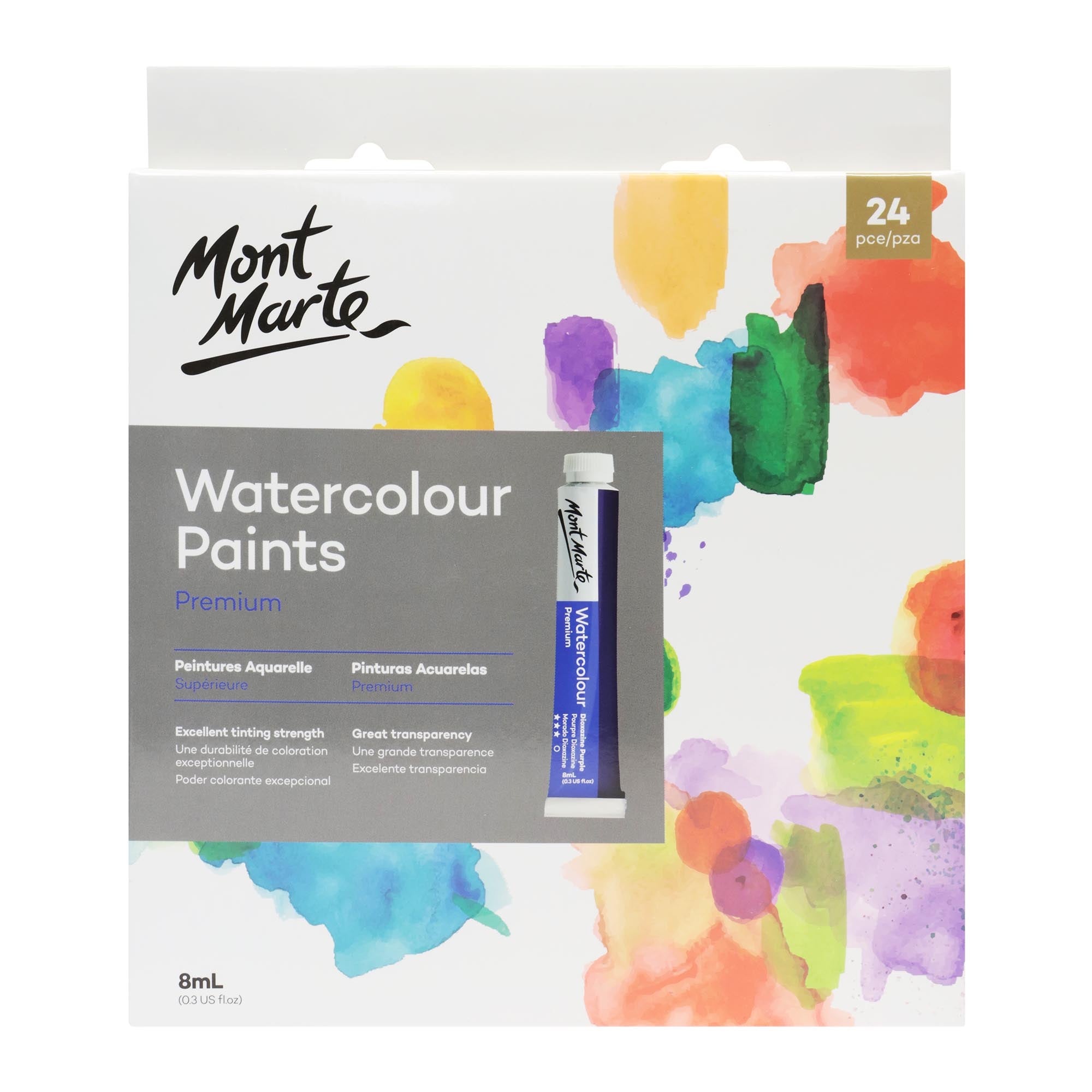 Mont Marte Premium Watercolour Paints 24Pc X 8Ml Tubes (0.3Oz)