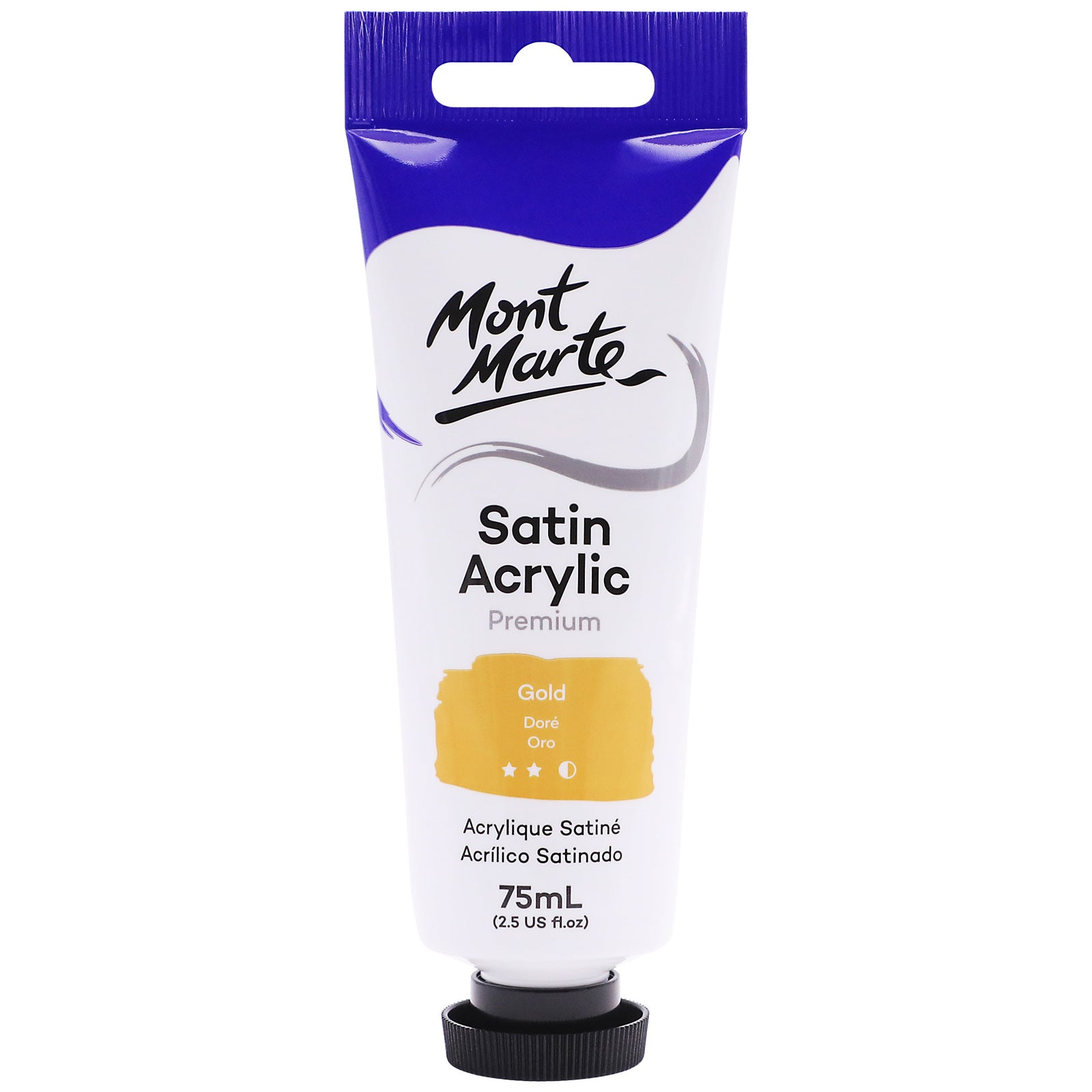 Mont Marte Premium Satin Acrylic Paint Gold Pmsa7531 75Ml Tube