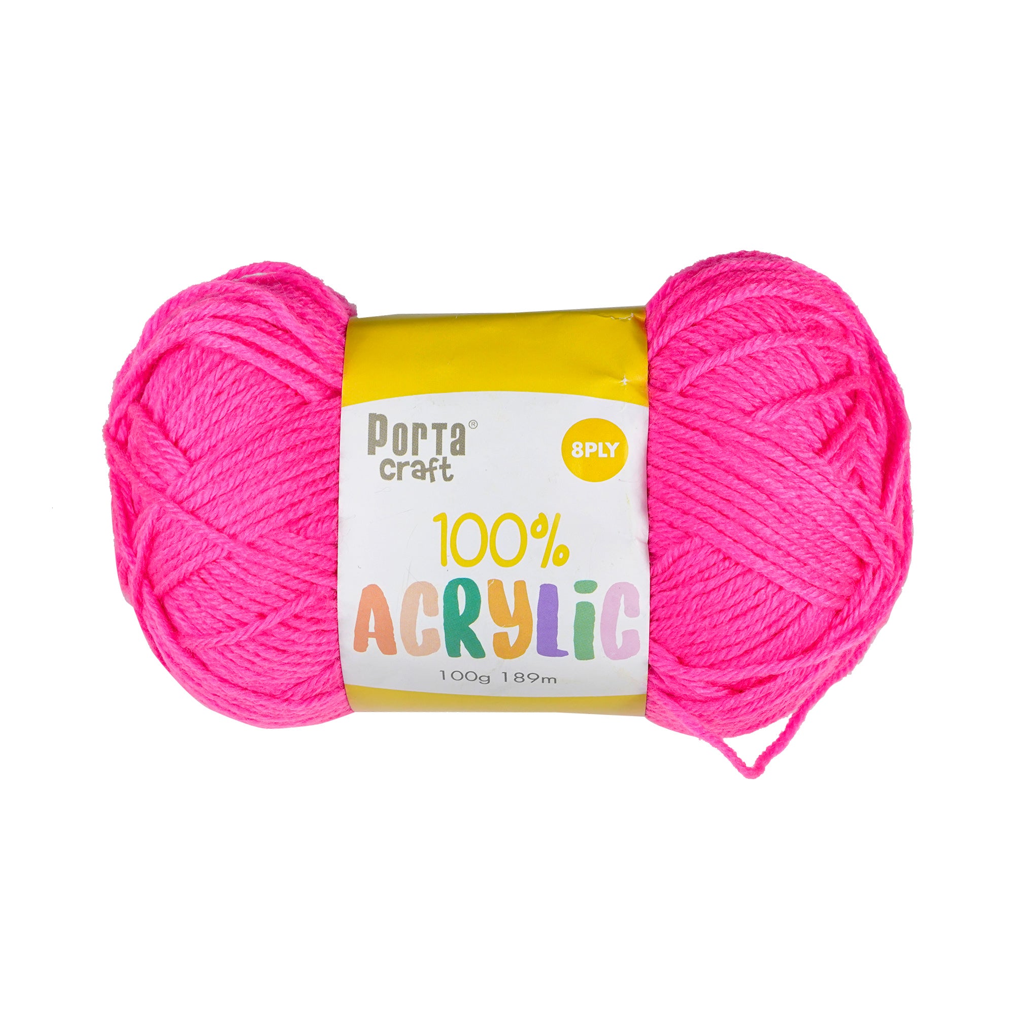 Porta Craft Acrylic Yarn 100% 100gm 189m 8ply Hi Viz Pink – Itsy Bitsy