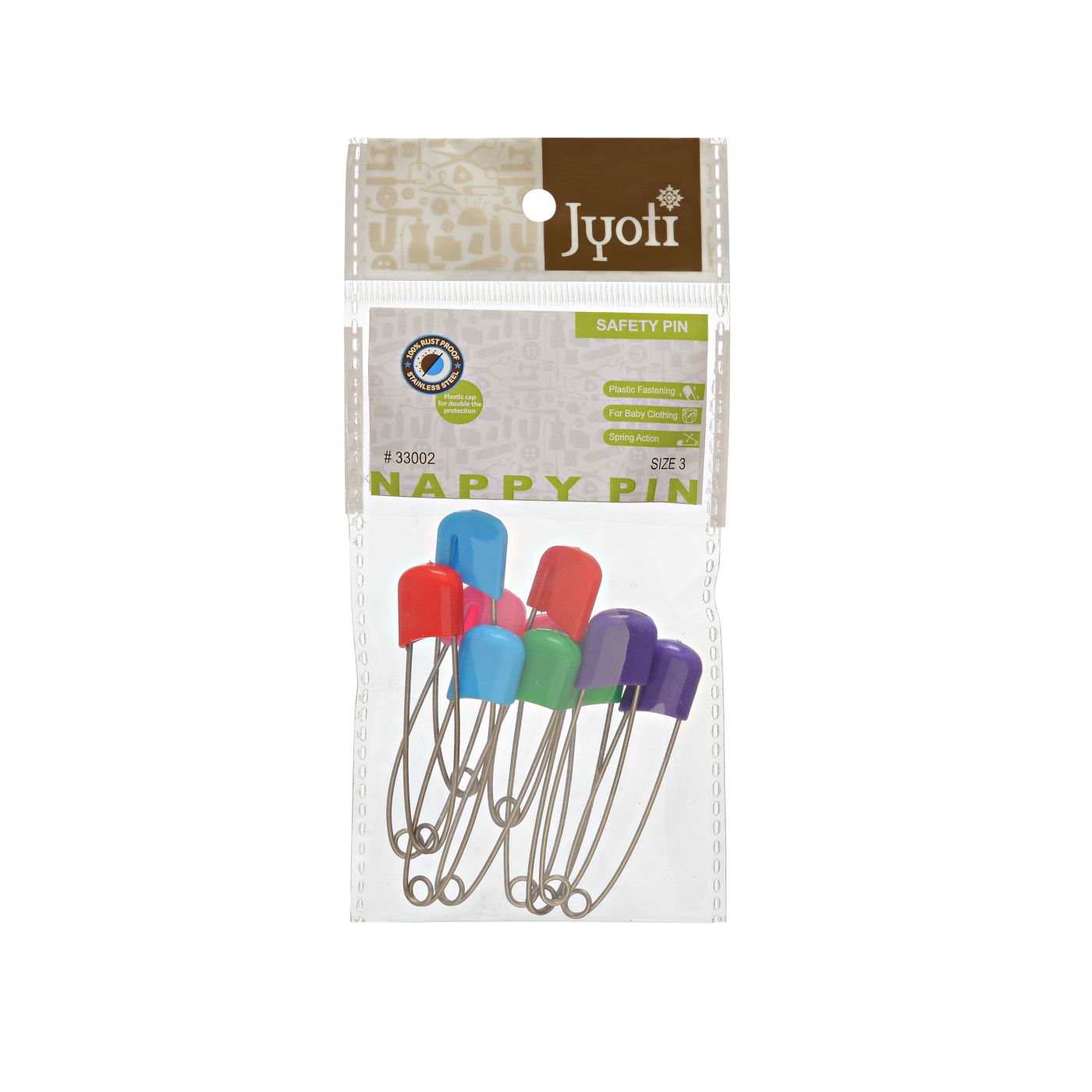 Baby Safety Pin Steel With Plastic Head Size-3 & 4 10pc