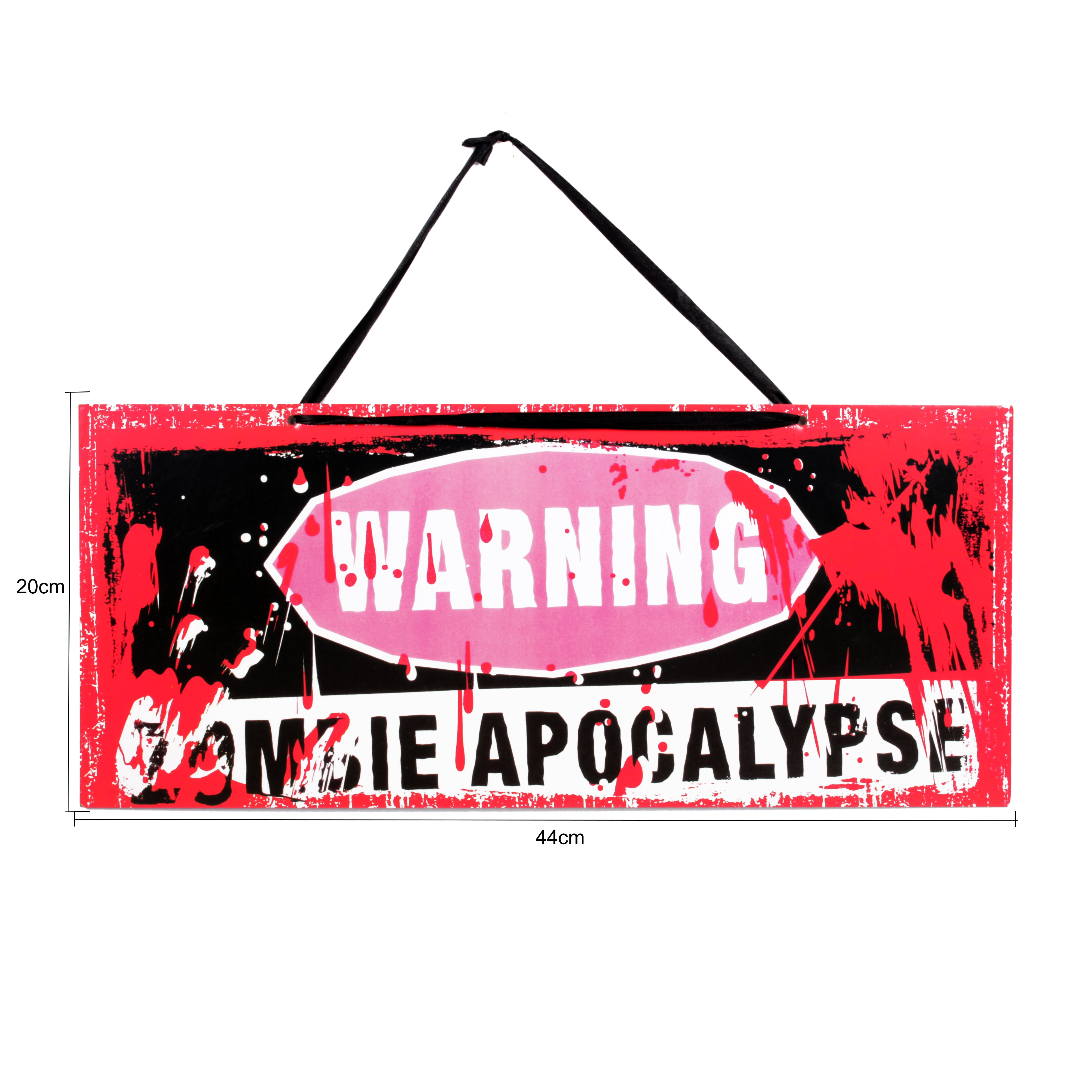 Warning Sign - Zombie Apocalypse - Hanging Sign Board - 45cm x 20cm