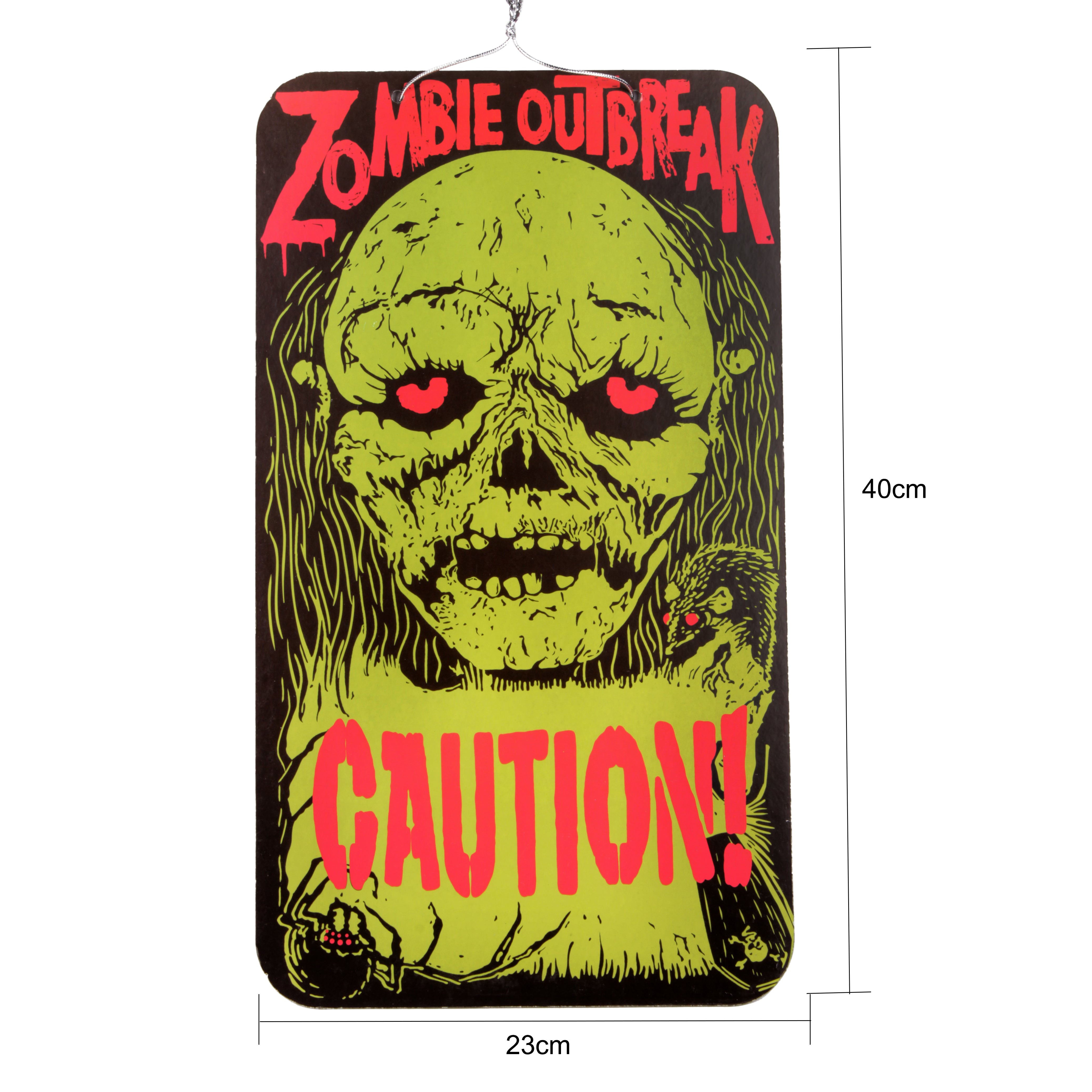 Warning Sign - Zombie Outbreak Caution! Hanging Sign Board 23 x 40cm